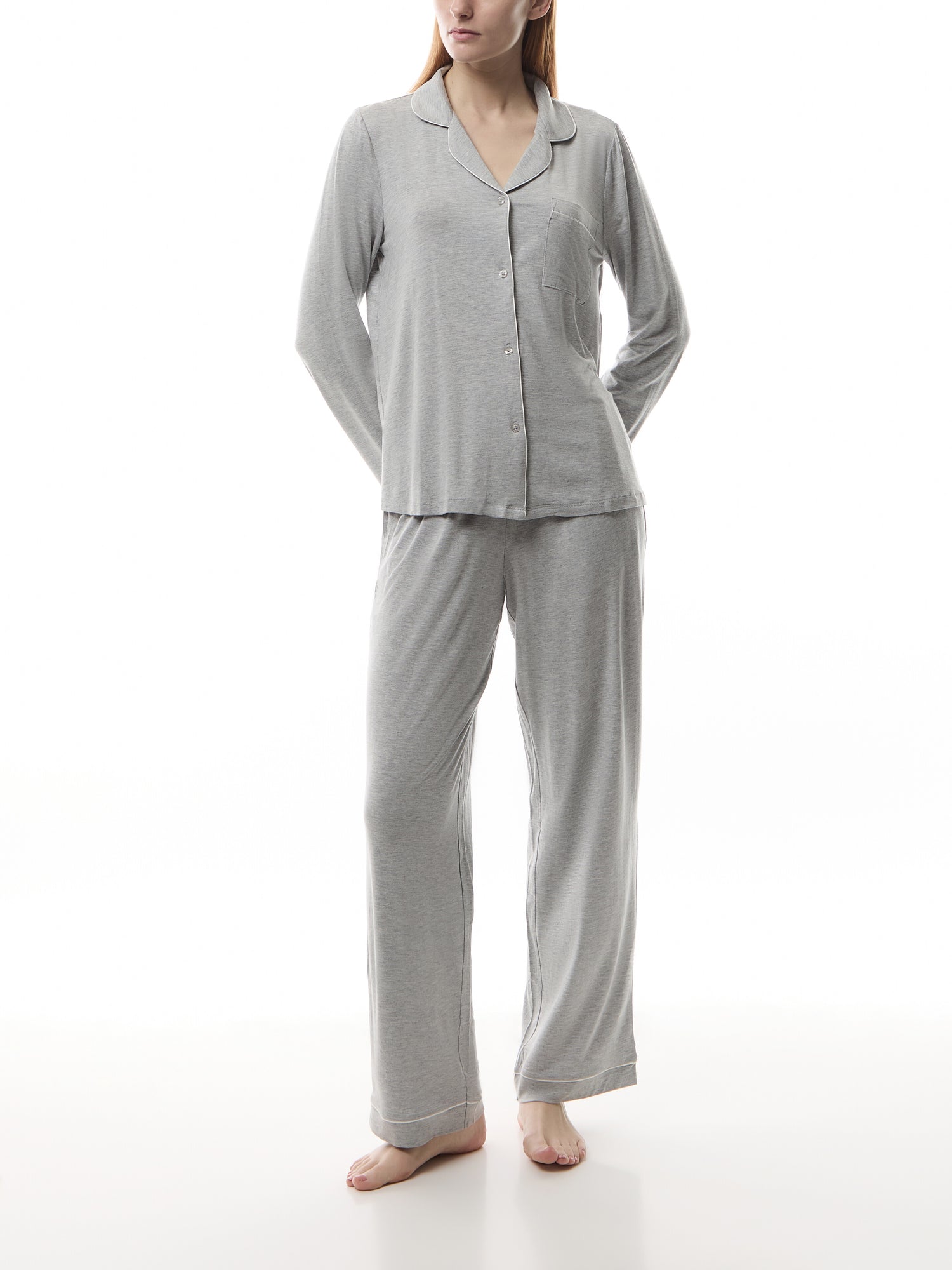 Modal Button Up Long Pyjama Set