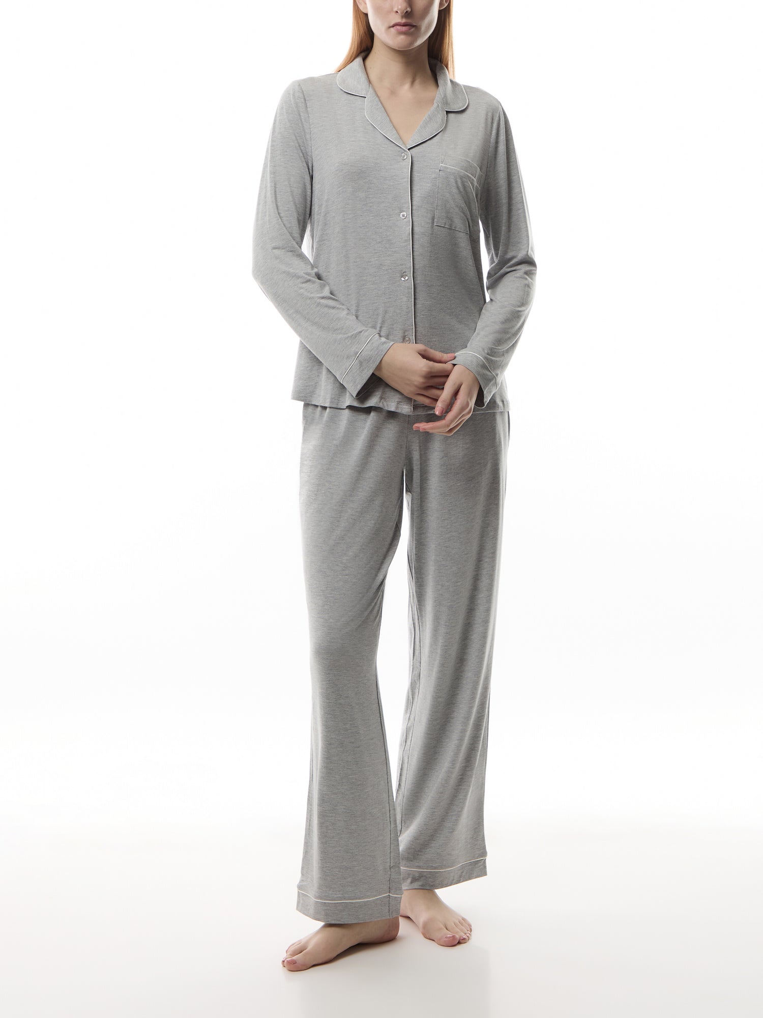 Modal Button Up Long Pyjama Set