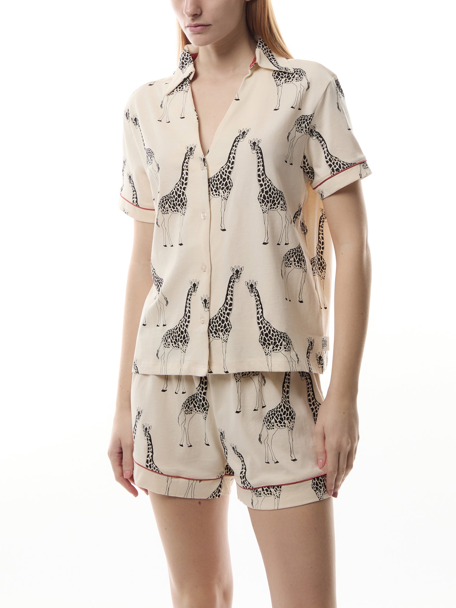Giraffe Cotton Button Up Short Pyjama Set