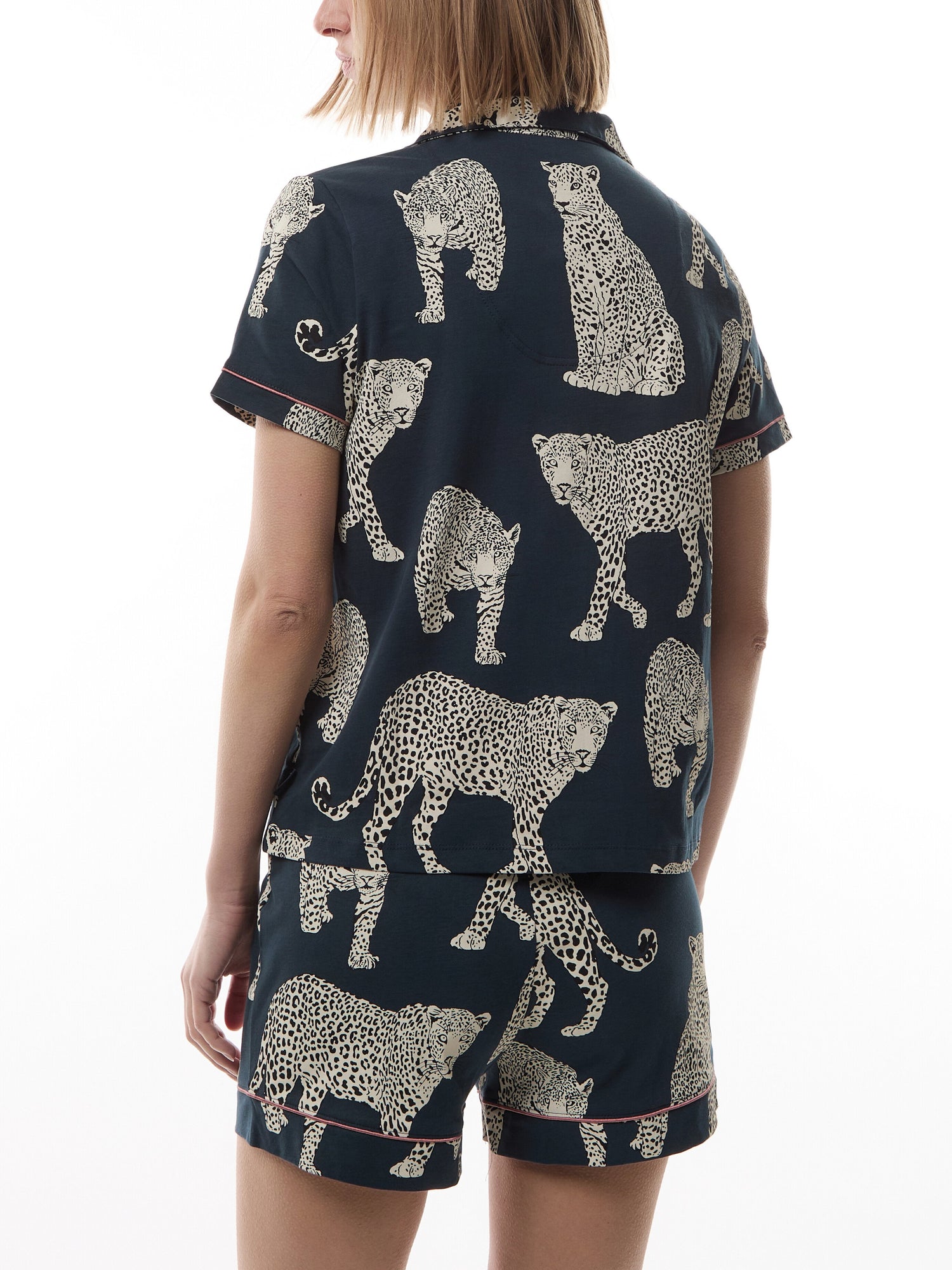 Leopard Cotton Button Up Short Pyjama Set