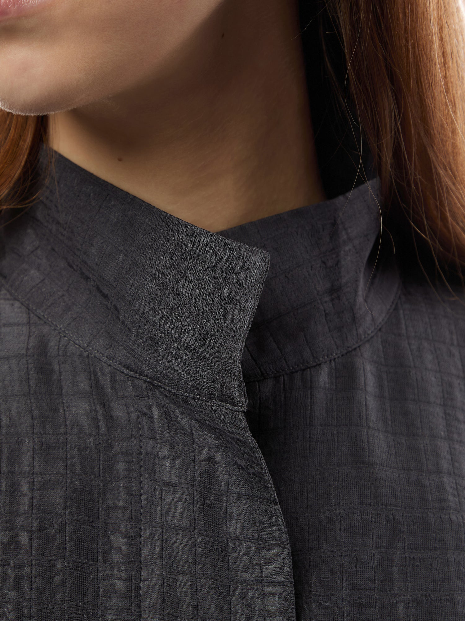 Silk Linen Box Stand Collar Jacket