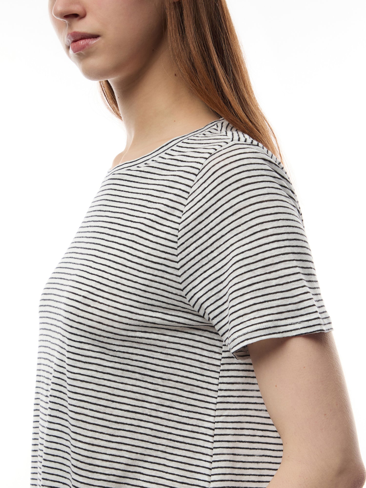 Striped Organic Linen Jersey Crew Neck Tee