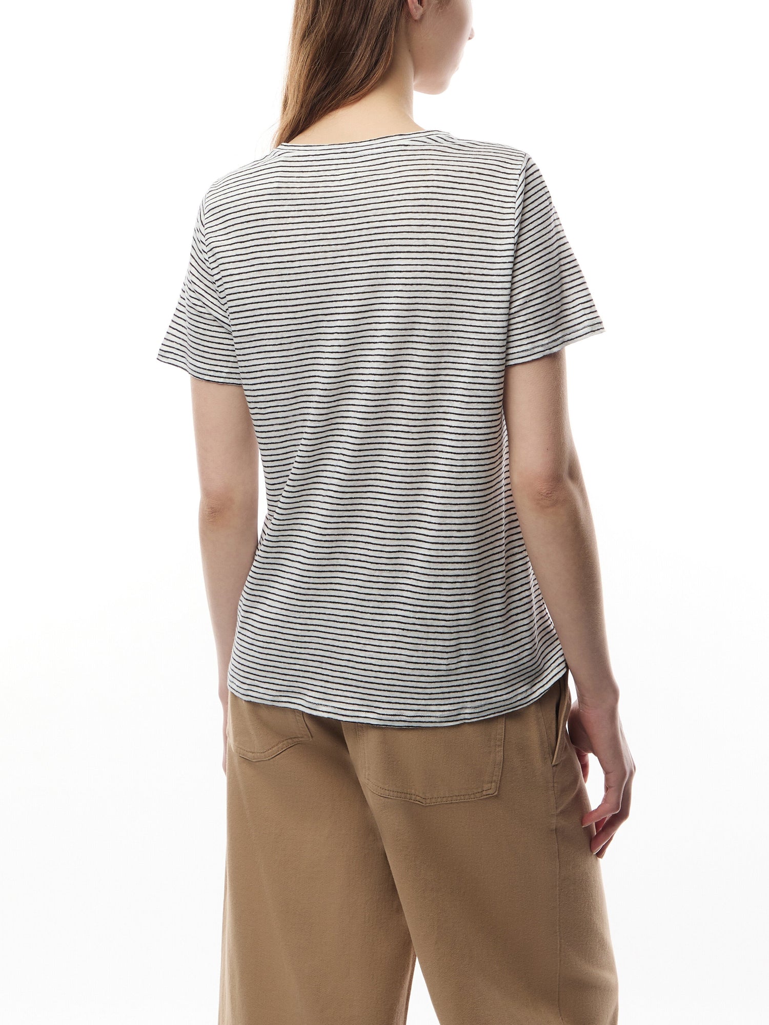 Striped Organic Linen Jersey Crew Neck Tee