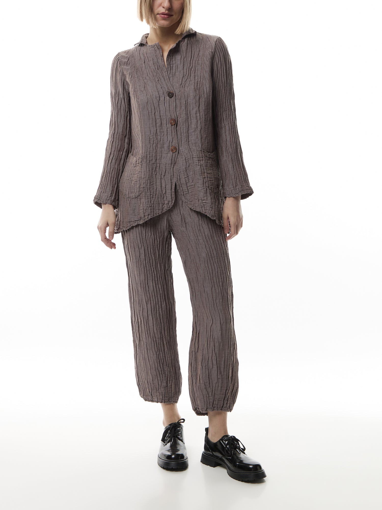 Silk Crinkle Cropped Trouser