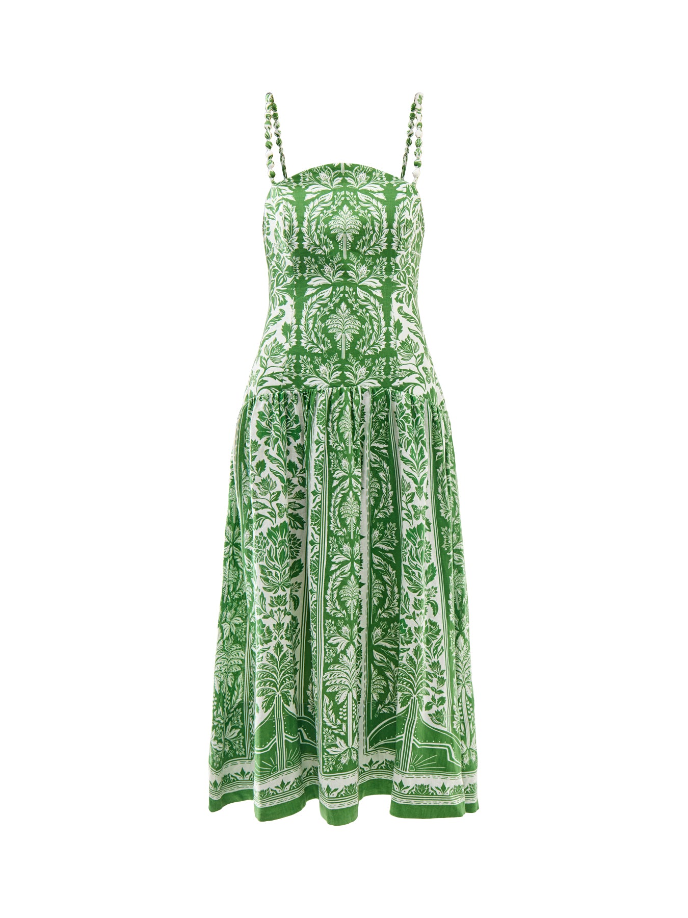 Delicate Tapestry Green Midi Dress