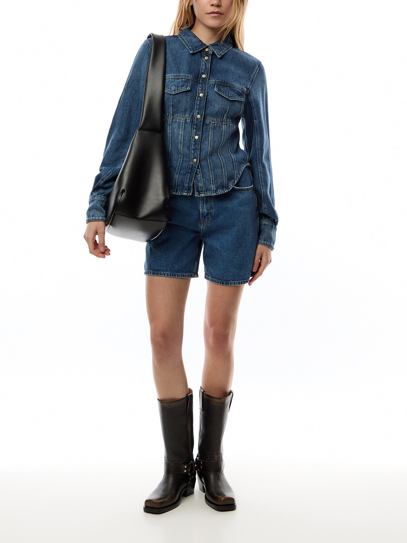 Light Denim Corsage Shirt