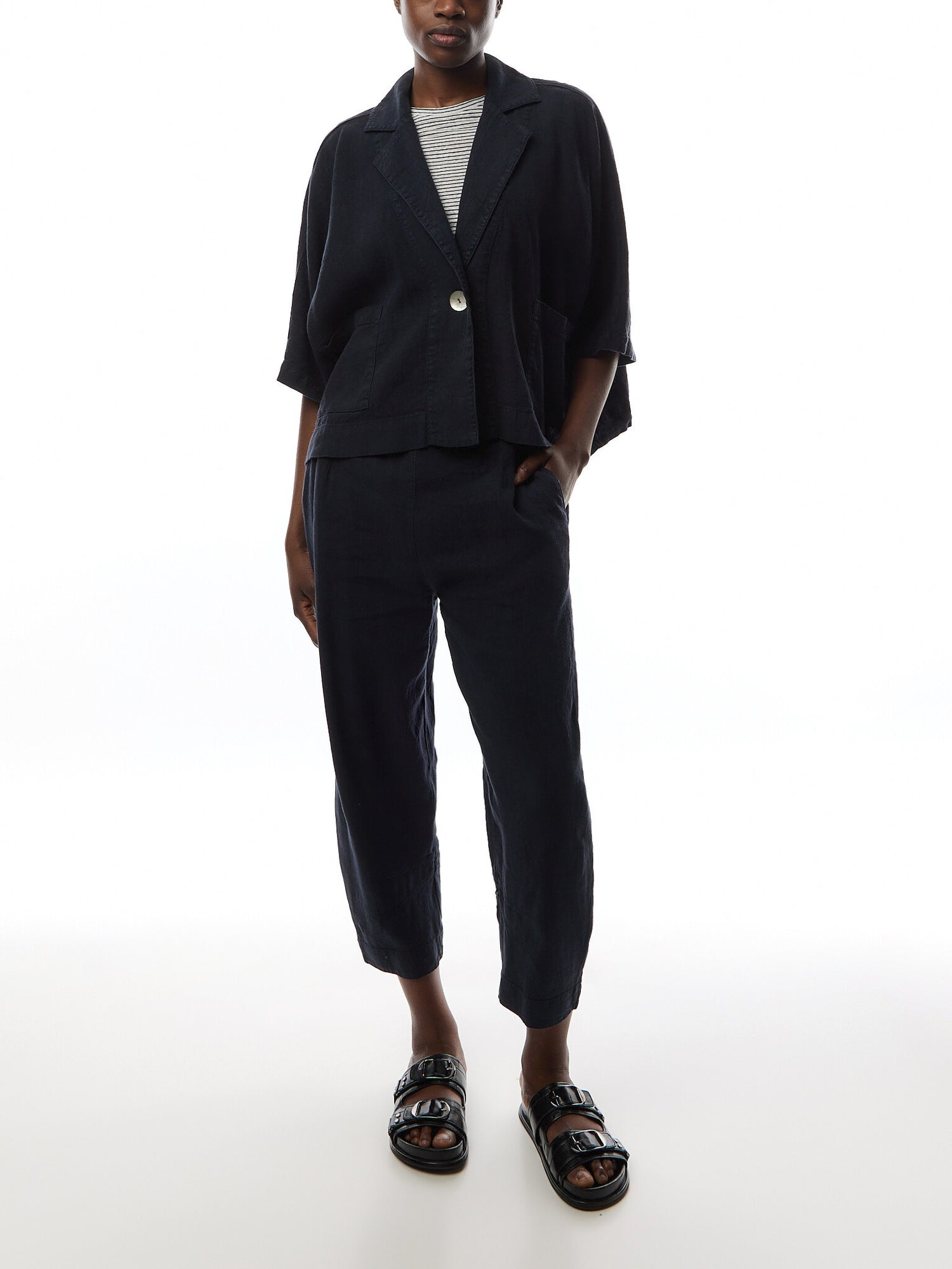 Twisted Linen Crop Bubble Trouser