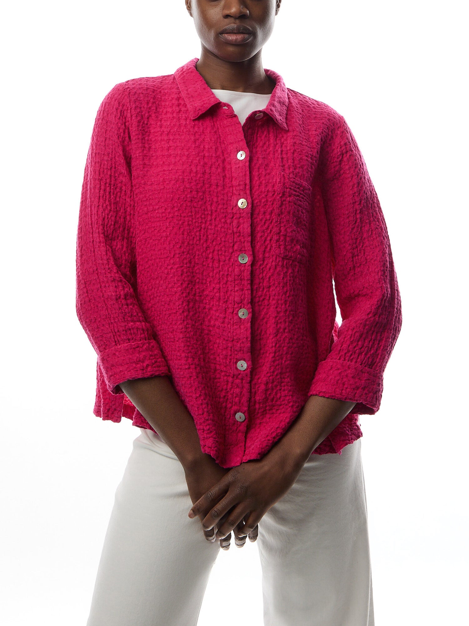 Waffle Linen Pocket Shirt