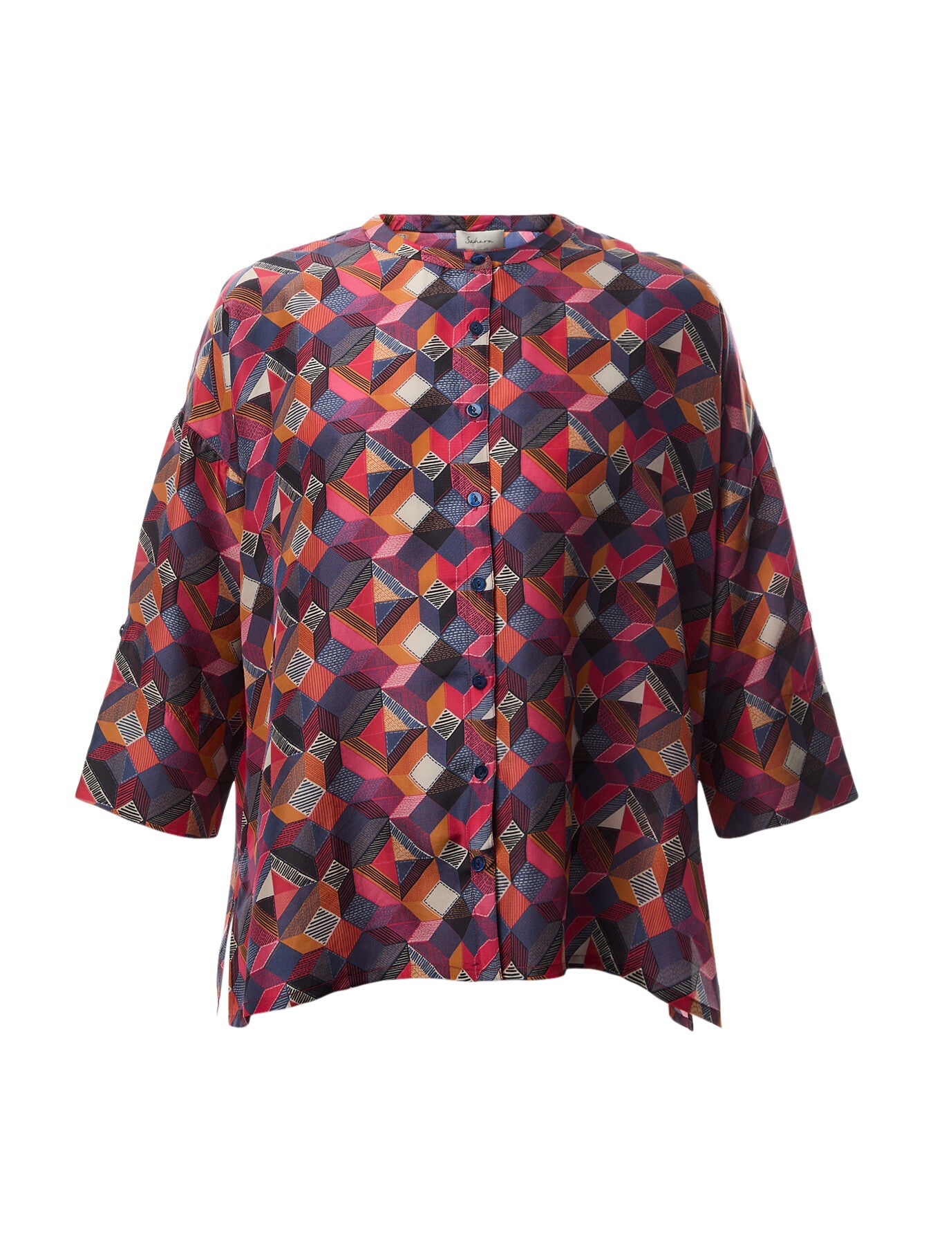 Stitches Squares Silk Shirt