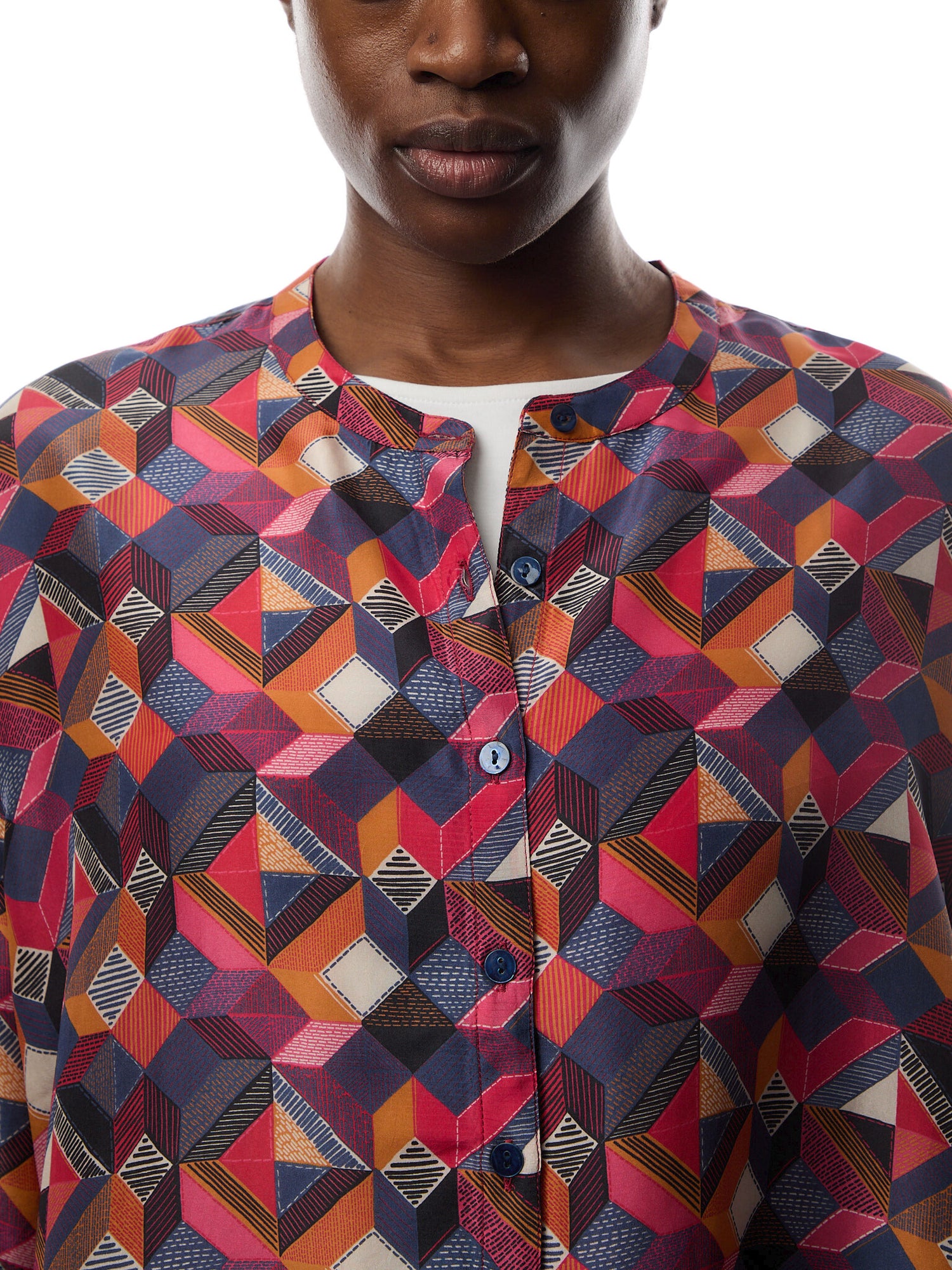 Stitches Squares Silk Shirt