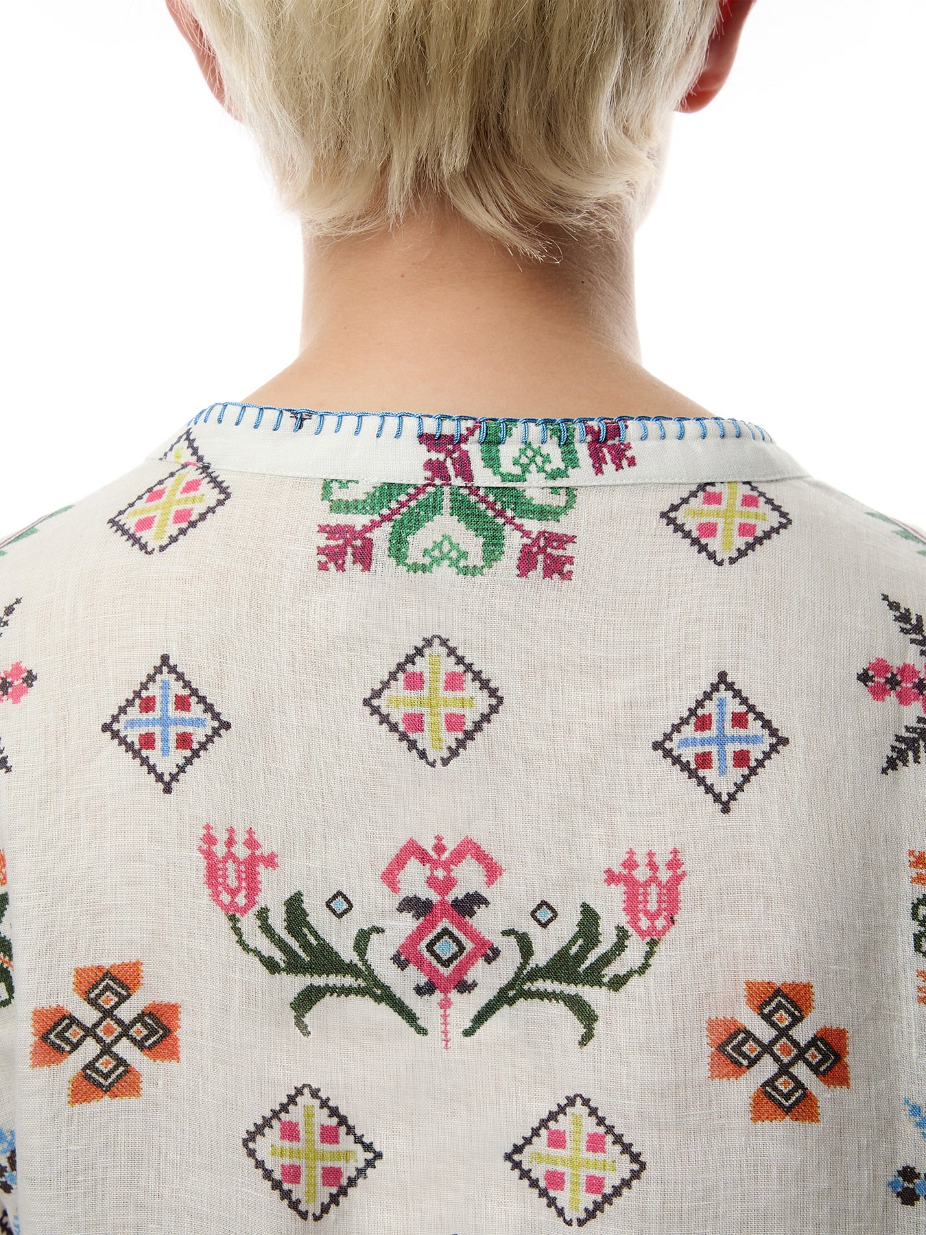 Cross Stitch Print Linen Jacket