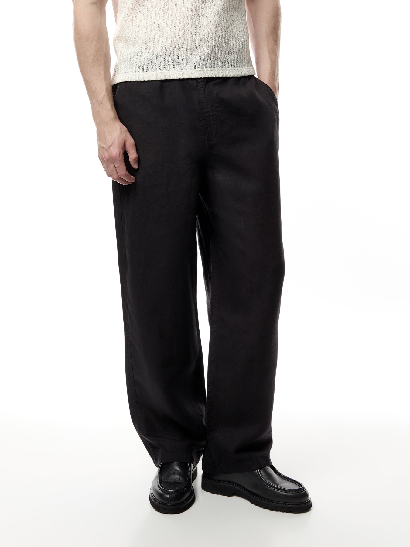 Glencoe Black Slub Weave Trousers