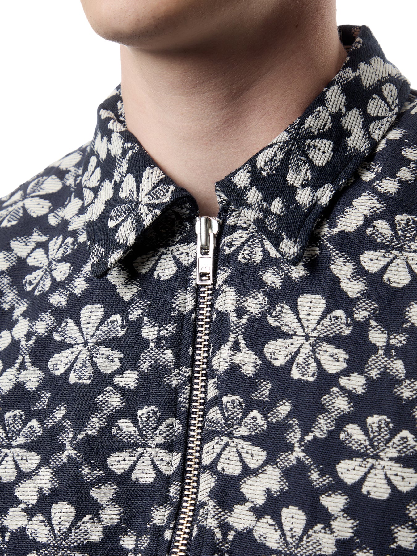 Eldon Navy Flower Stamp Jacquard Jacket