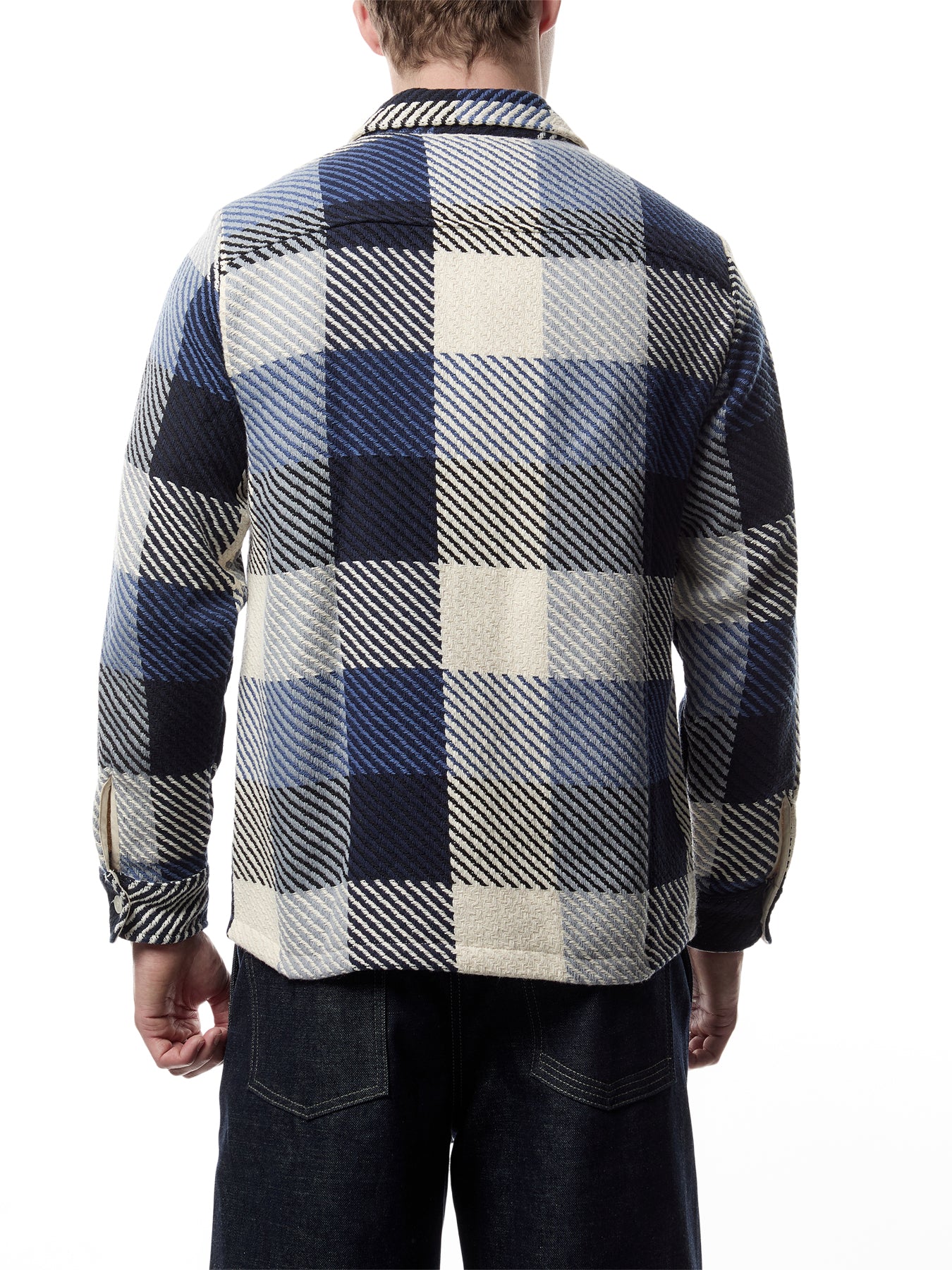 Whiting Navy And Ecru Block Check Overshirt