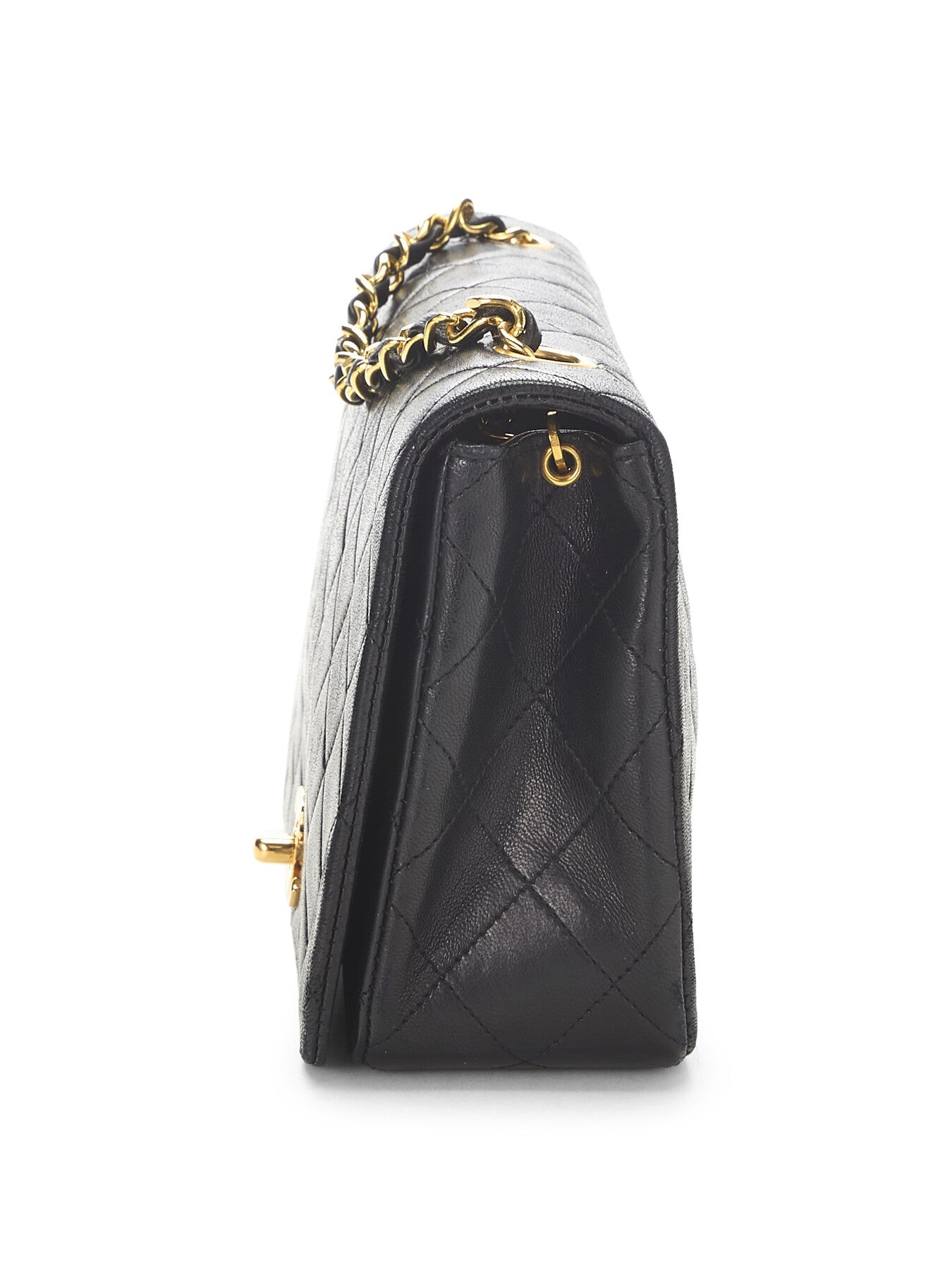 Vintage Chanel Black Lamb Full Flap Bag 9