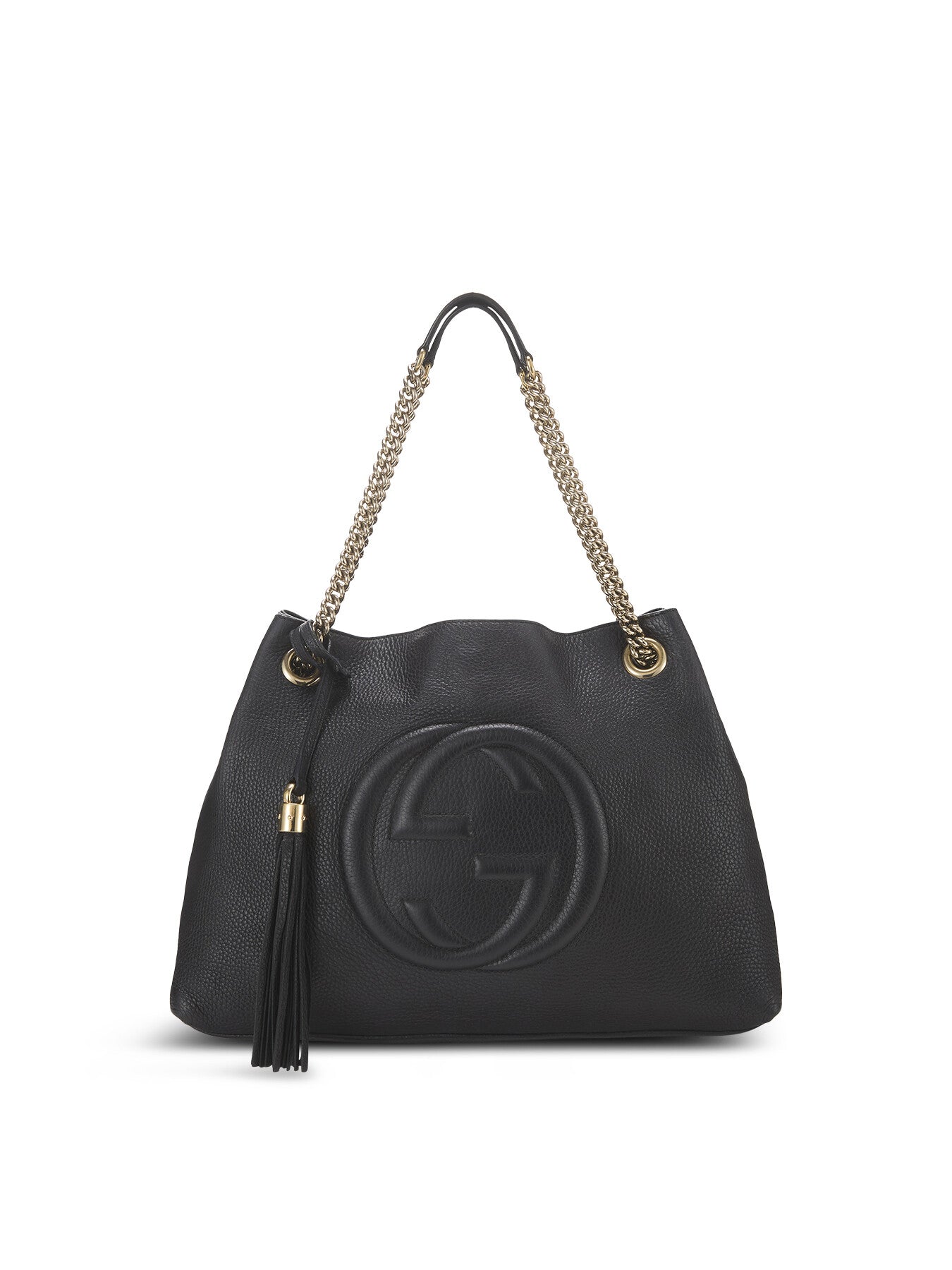Vintage Gucci Black Leather Soho Chain Tote Bag