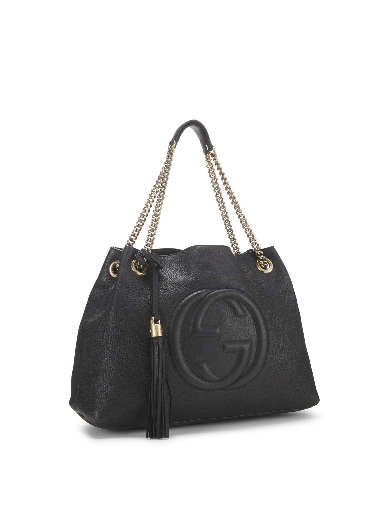 Vintage Gucci Black Leather Soho Chain Tote Bag