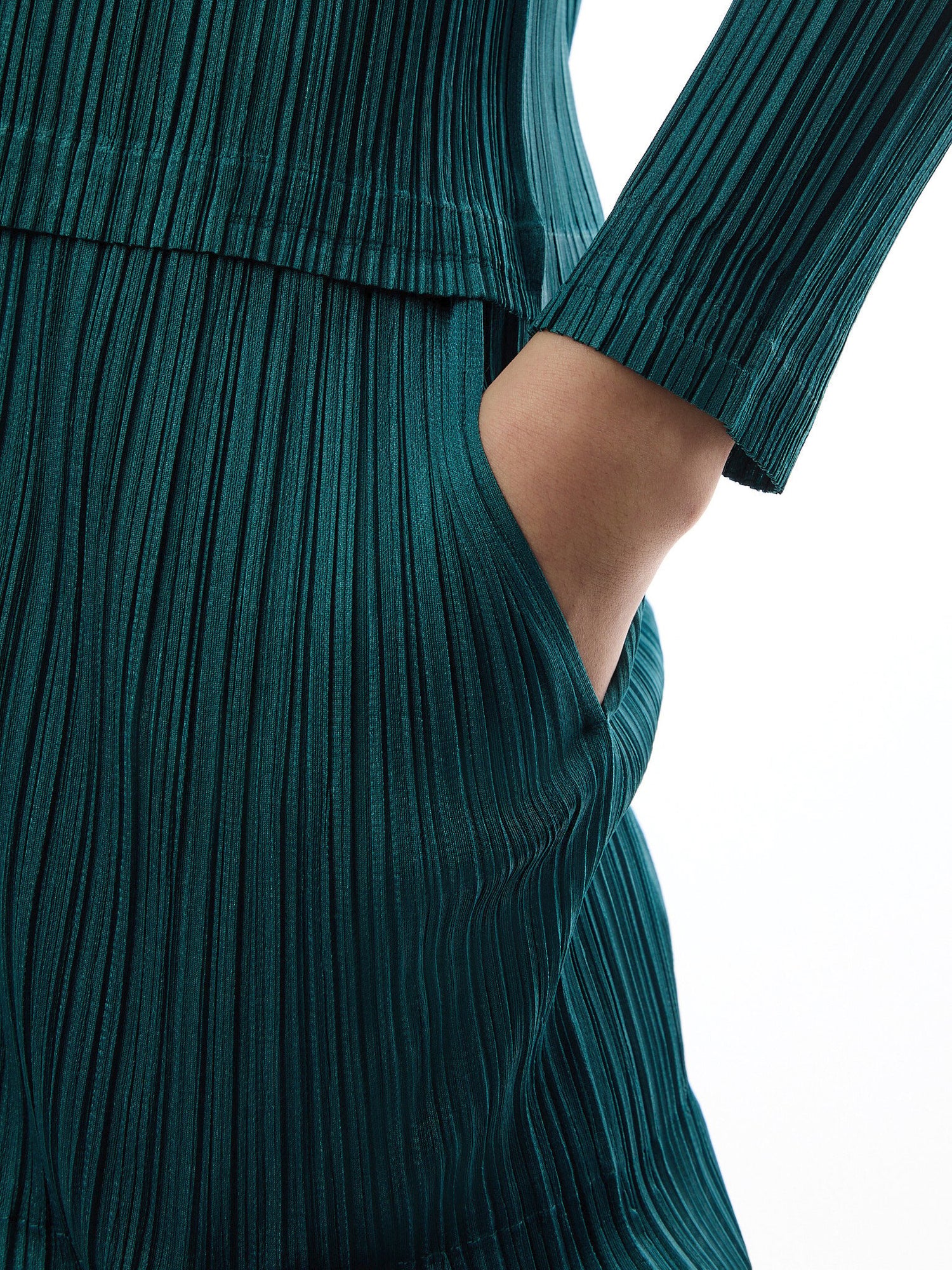 Pleats Slim Leg Blue Green Pants