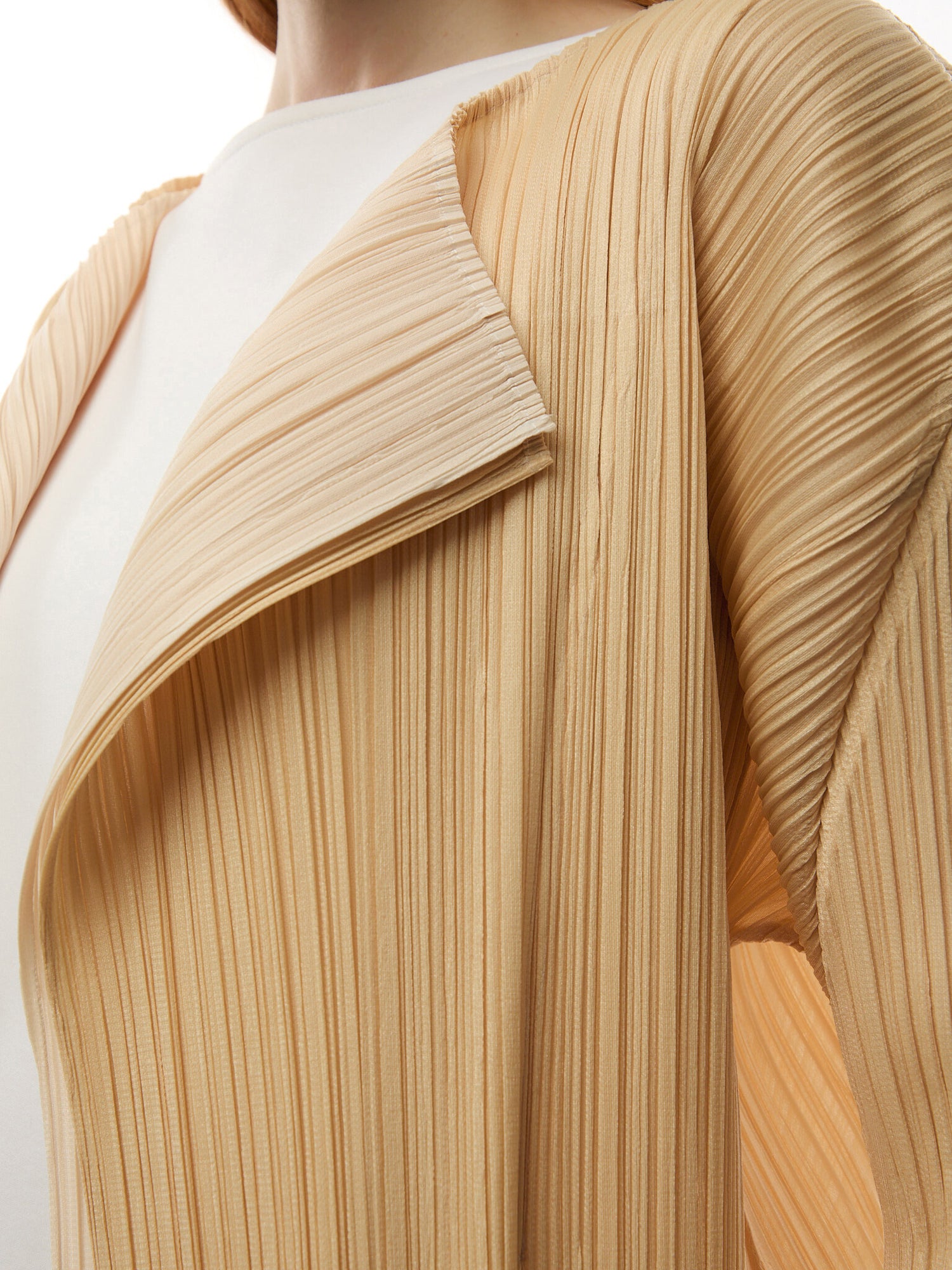 Pleats Merry Bicolour Beige Tie Cardigan Coat
