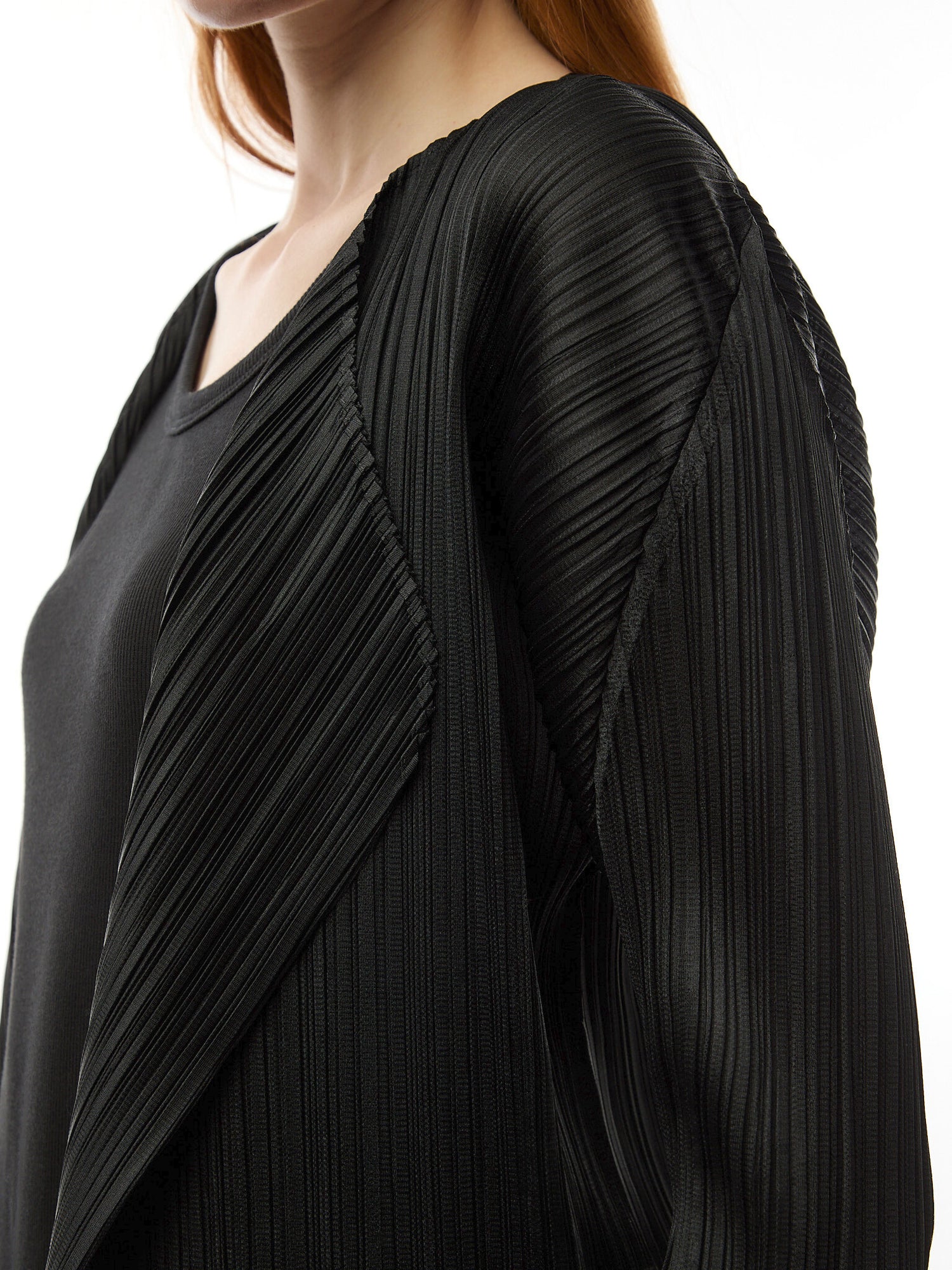 Pleats Basic Long Sleeve Blackcardigan Coat