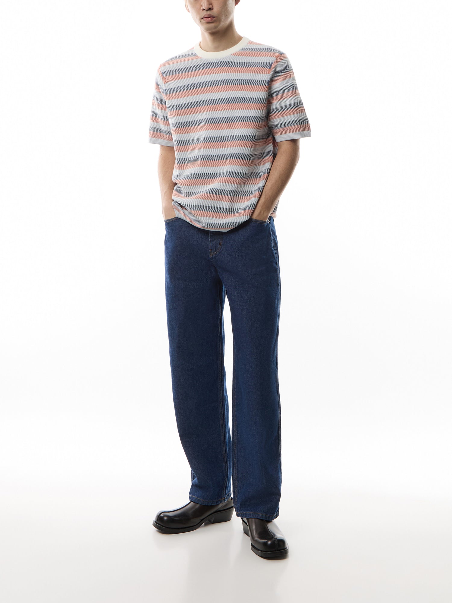Zig Zag Texture Stripe T Shirt