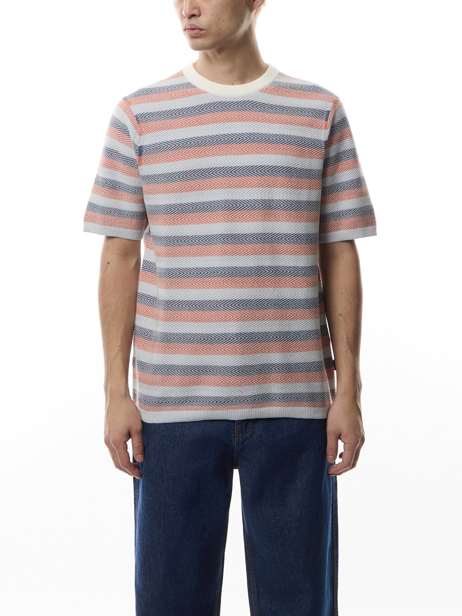 Zig Zag Texture Stripe T Shirt