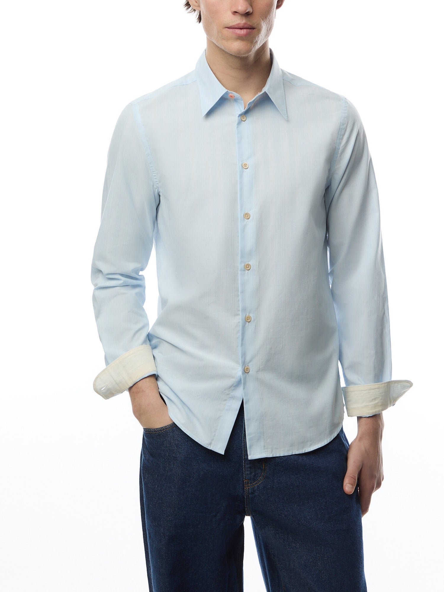 Textured Pin Stripe Tailored Shirt