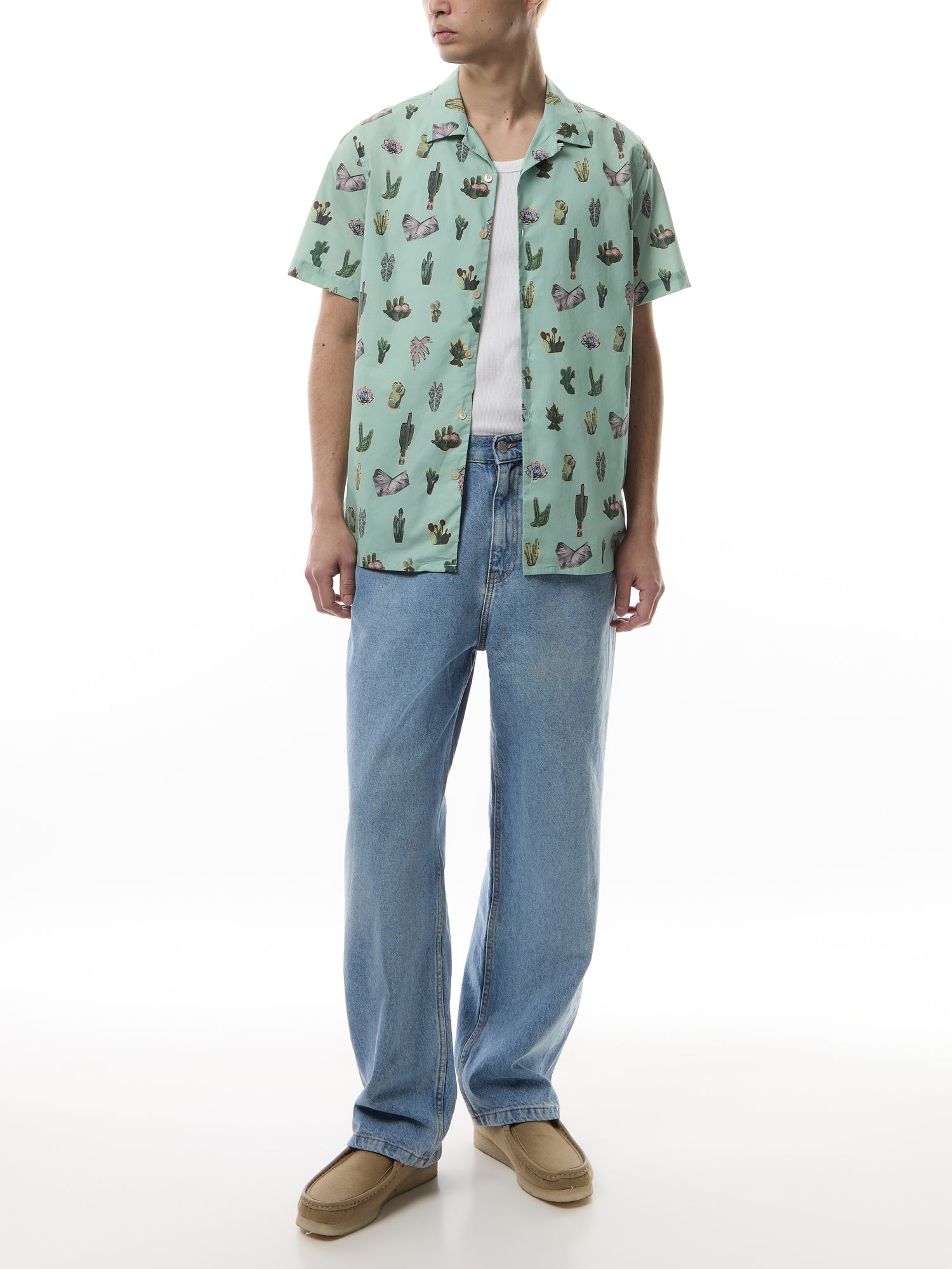 Pale Green Short-Sleeve 'Prickly Pear' Shirt