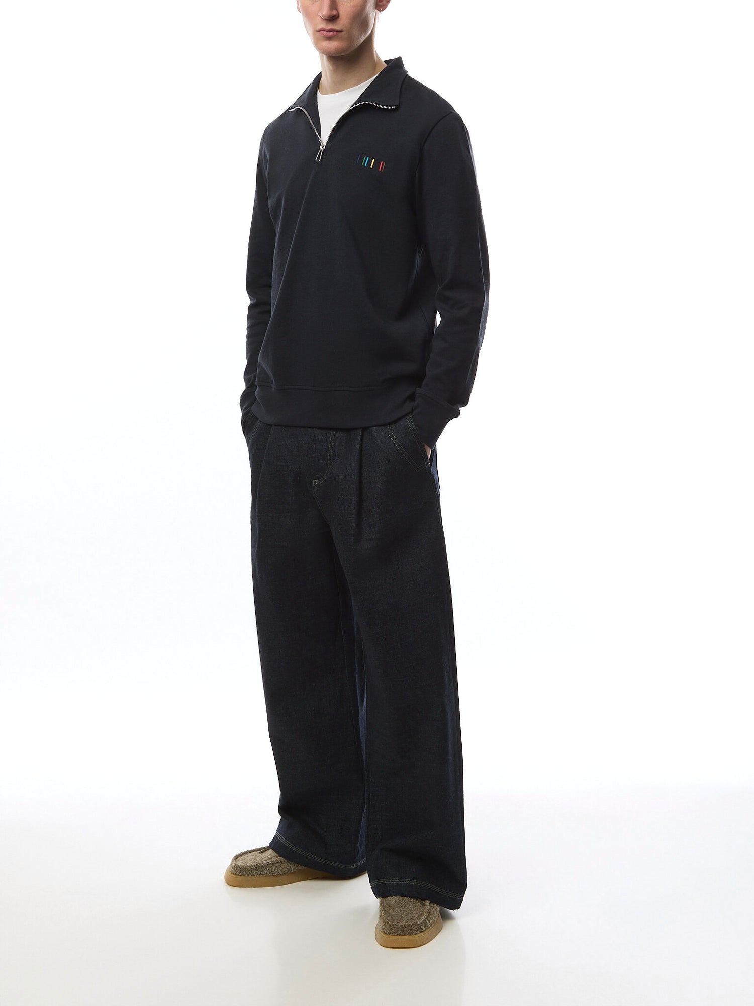 1/4 Zip Sweat Stripe Logo