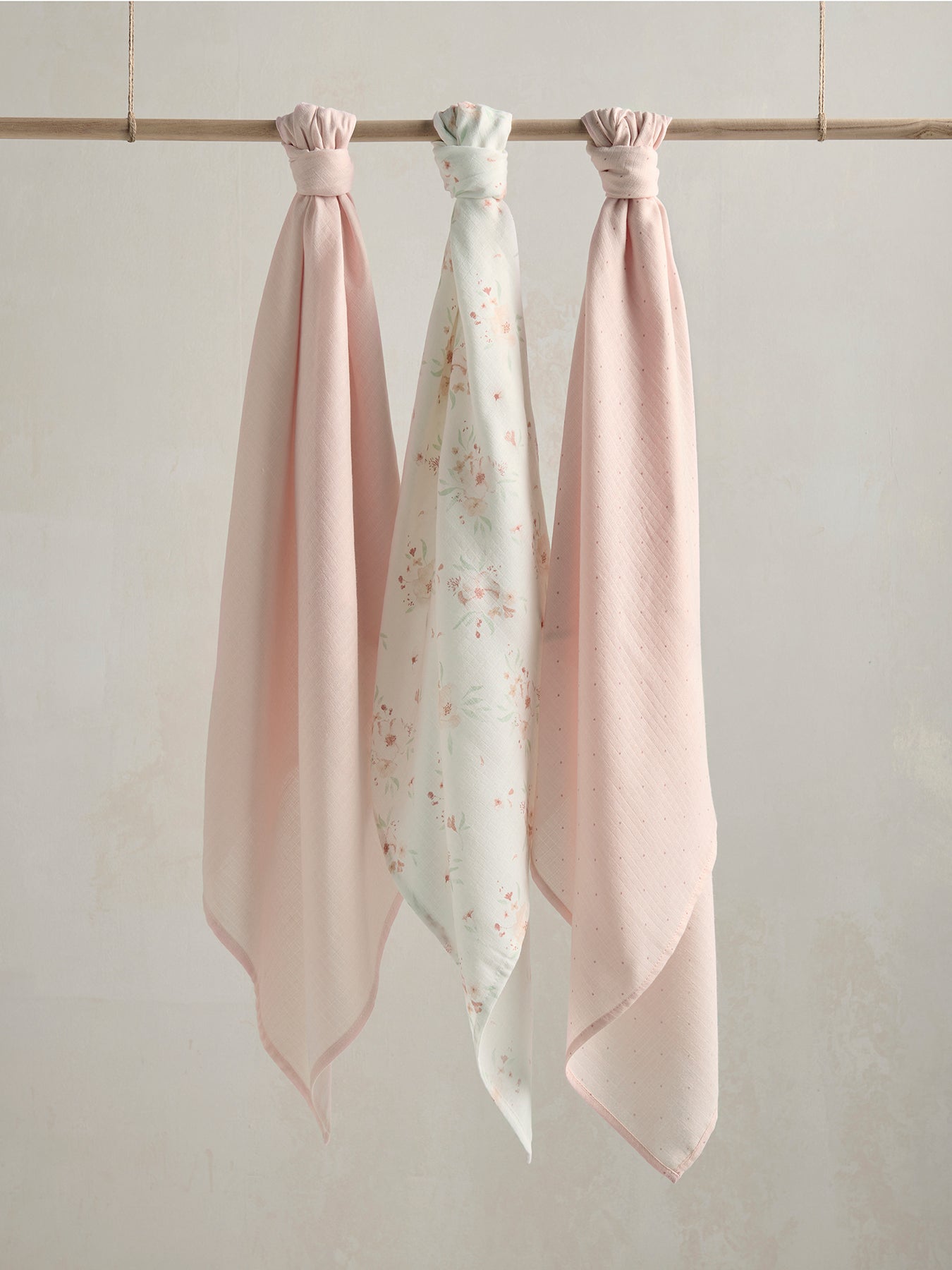 Muslin Squares Large Floral Pink 3 Pack