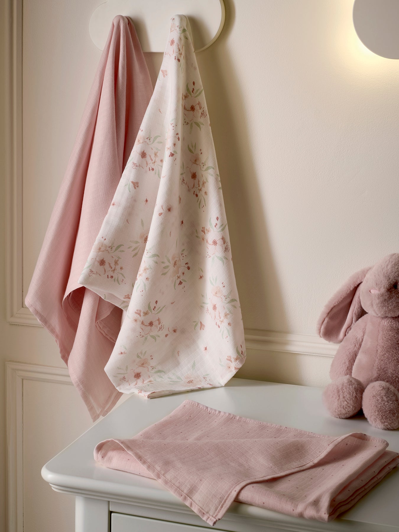 Muslin Squares Large Floral Pink 3 Pack