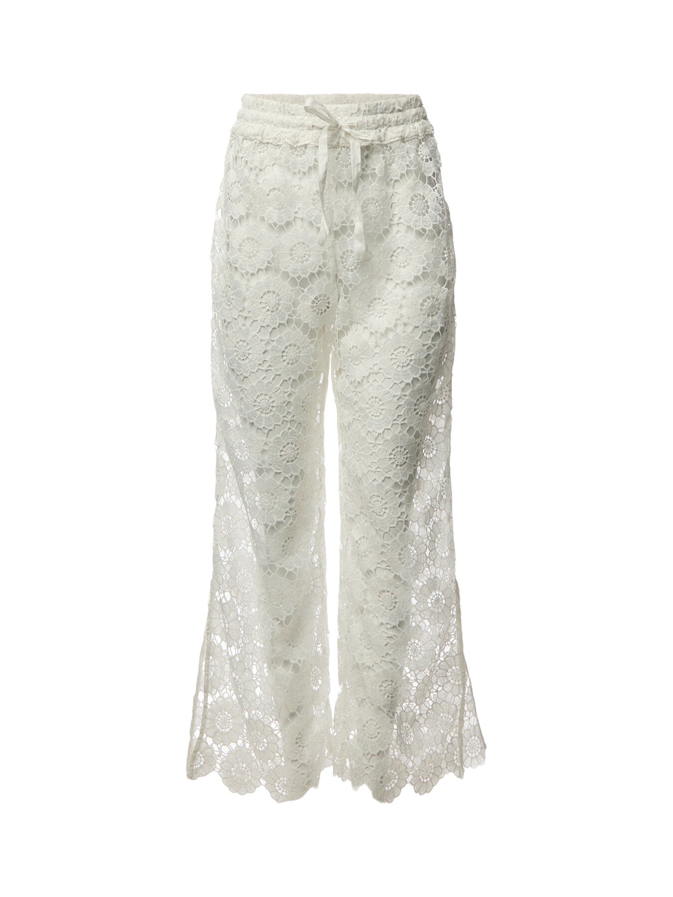 Side Split Pant White Crochet Trouser