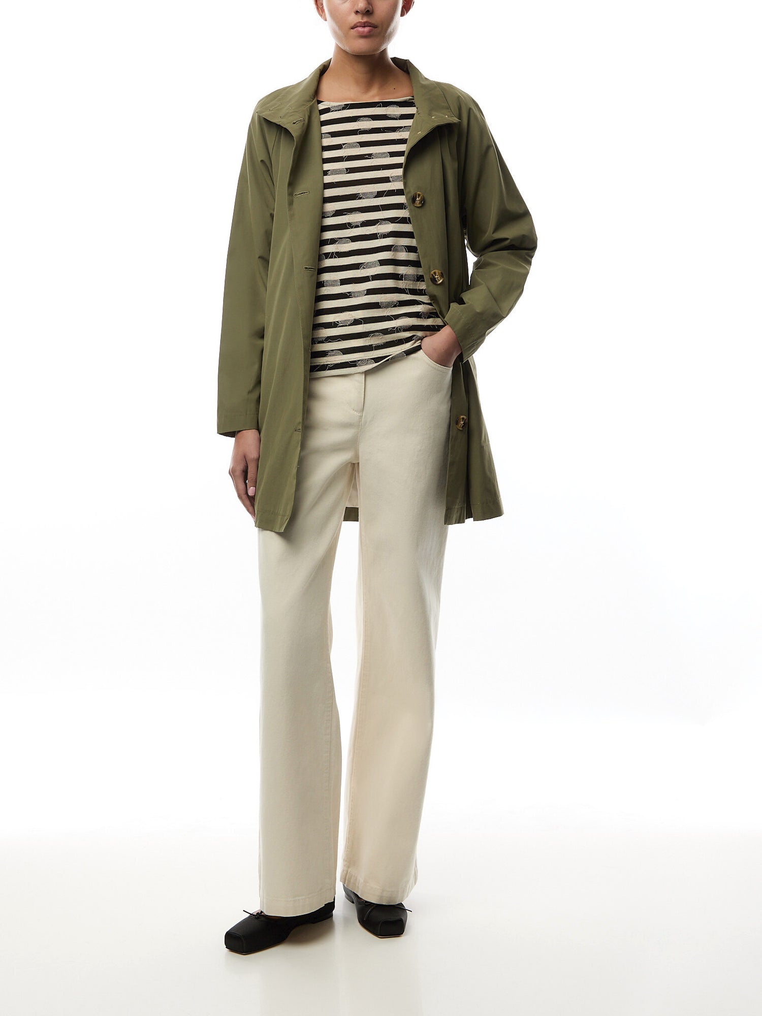 Striped 3/4 Sleeve Top with white Spots