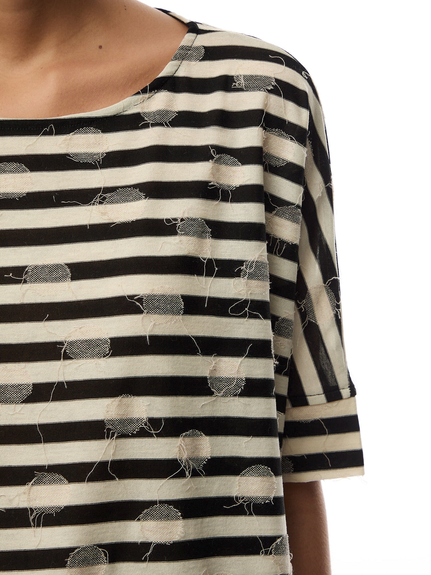 Striped 3/4 Sleeve Top with white Spots