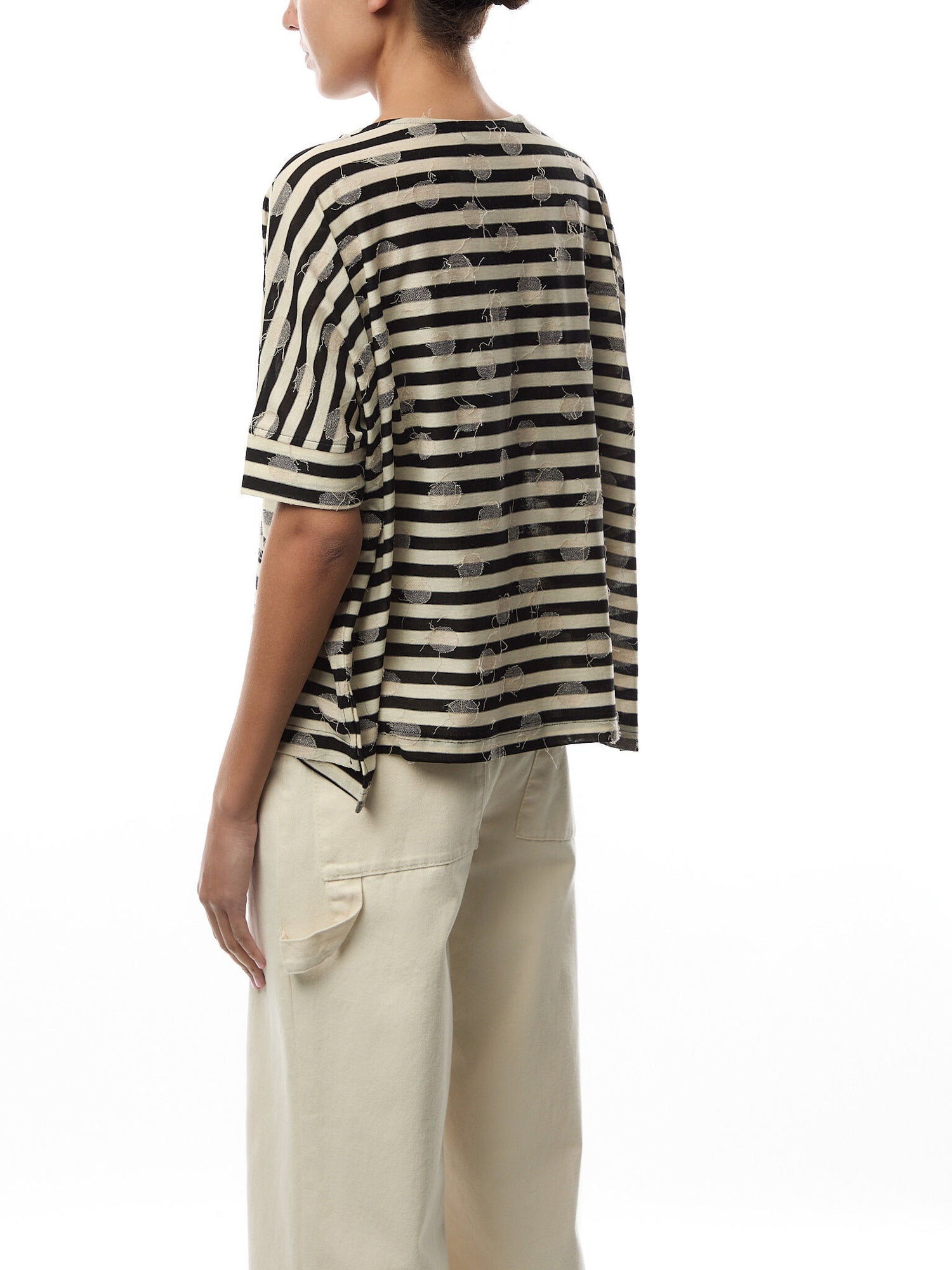 Striped 3/4 Sleeve Top with white Spots
