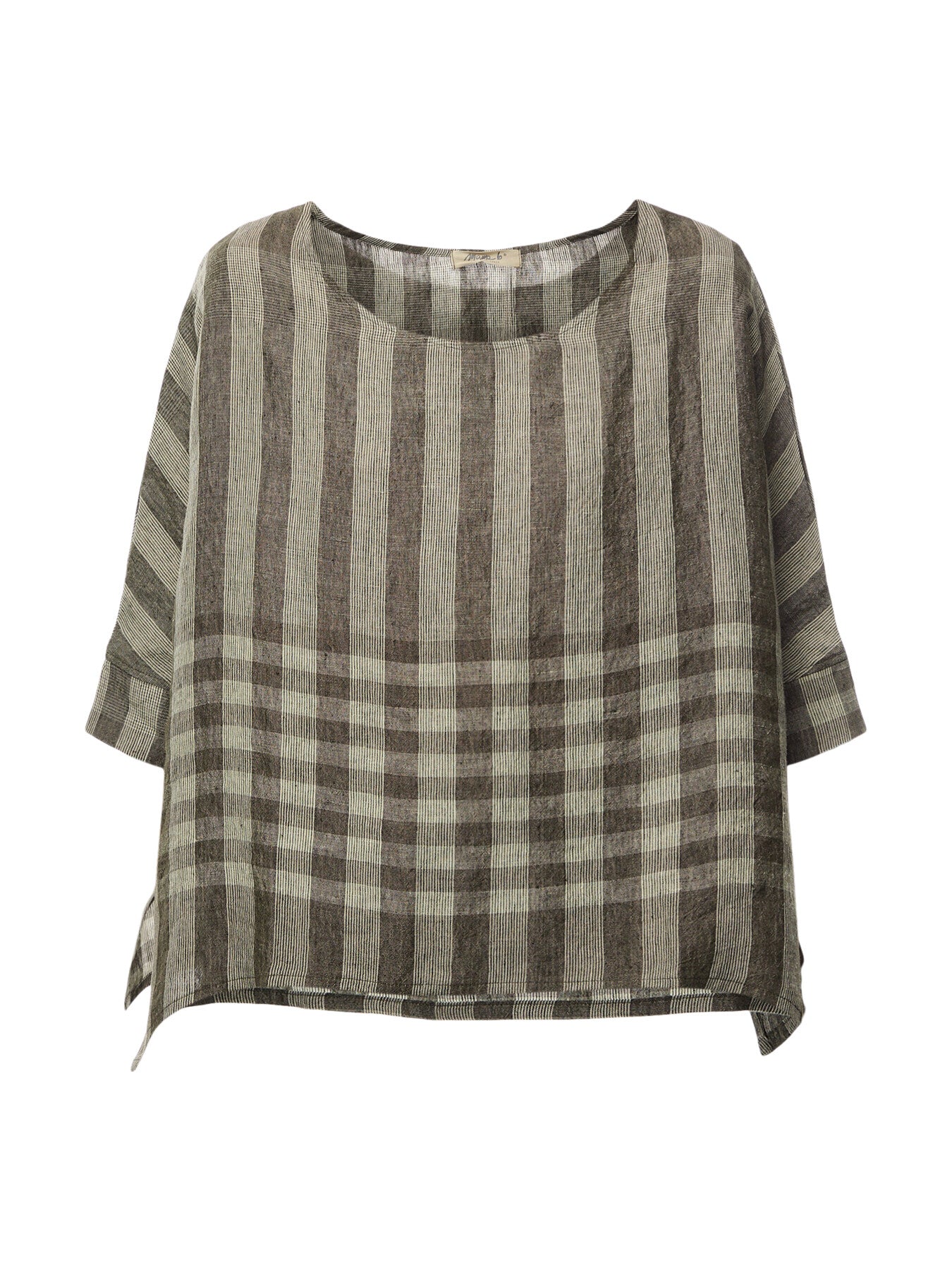 Stripe & check 3/4 Sleeve Top