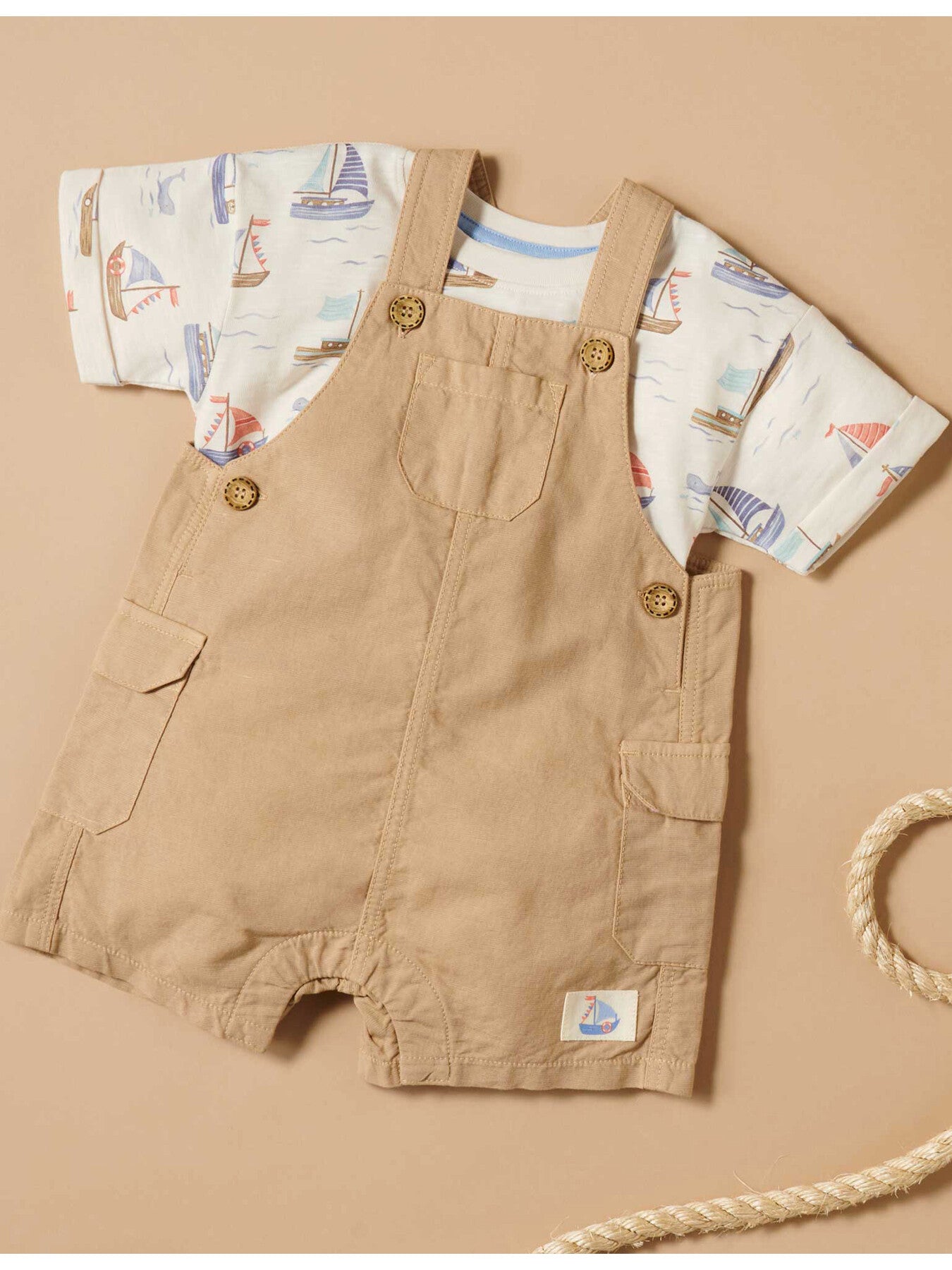 Linen Blend Overall Set
