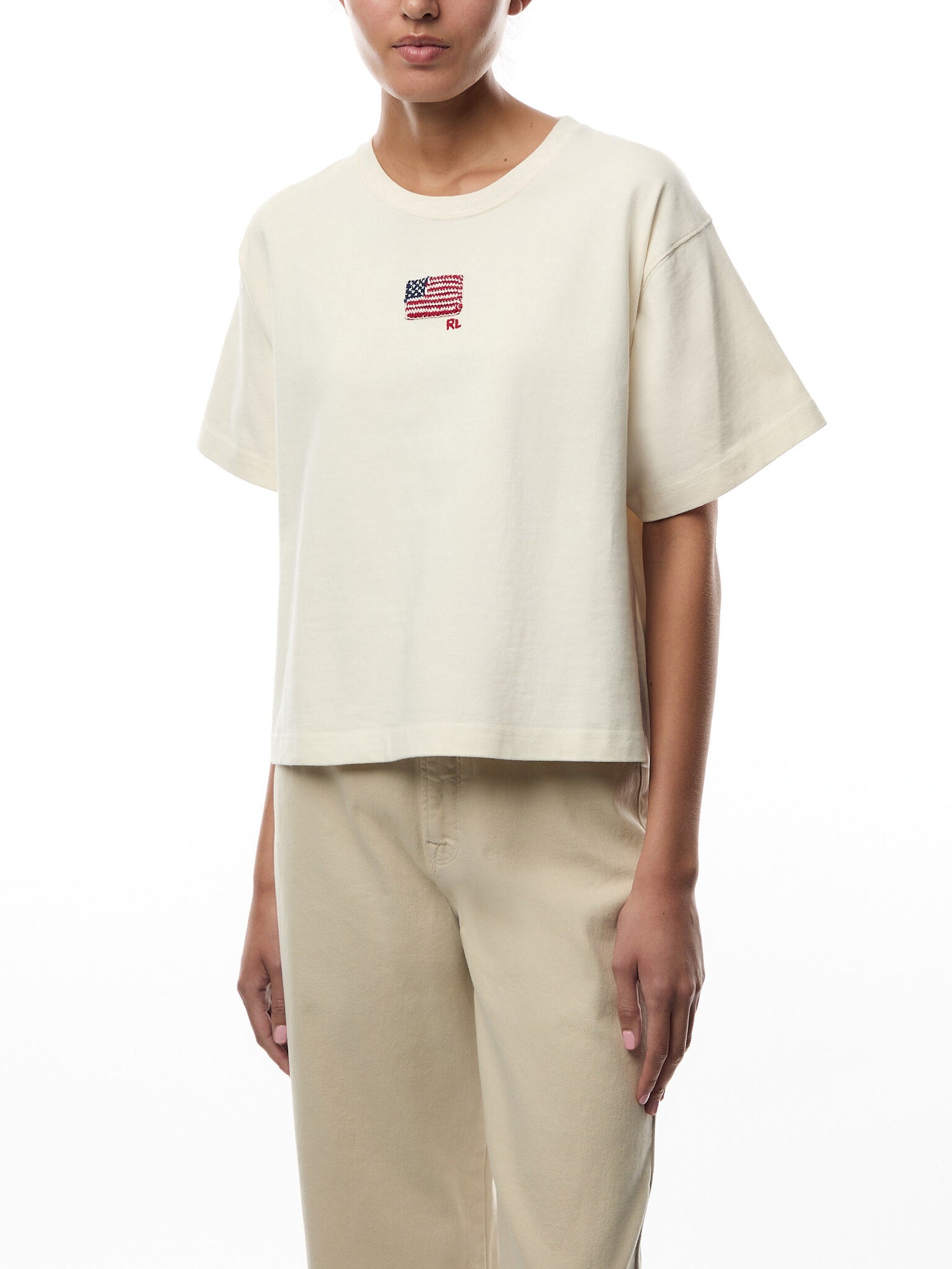 Flag Cotton Jersey Cropped Tee