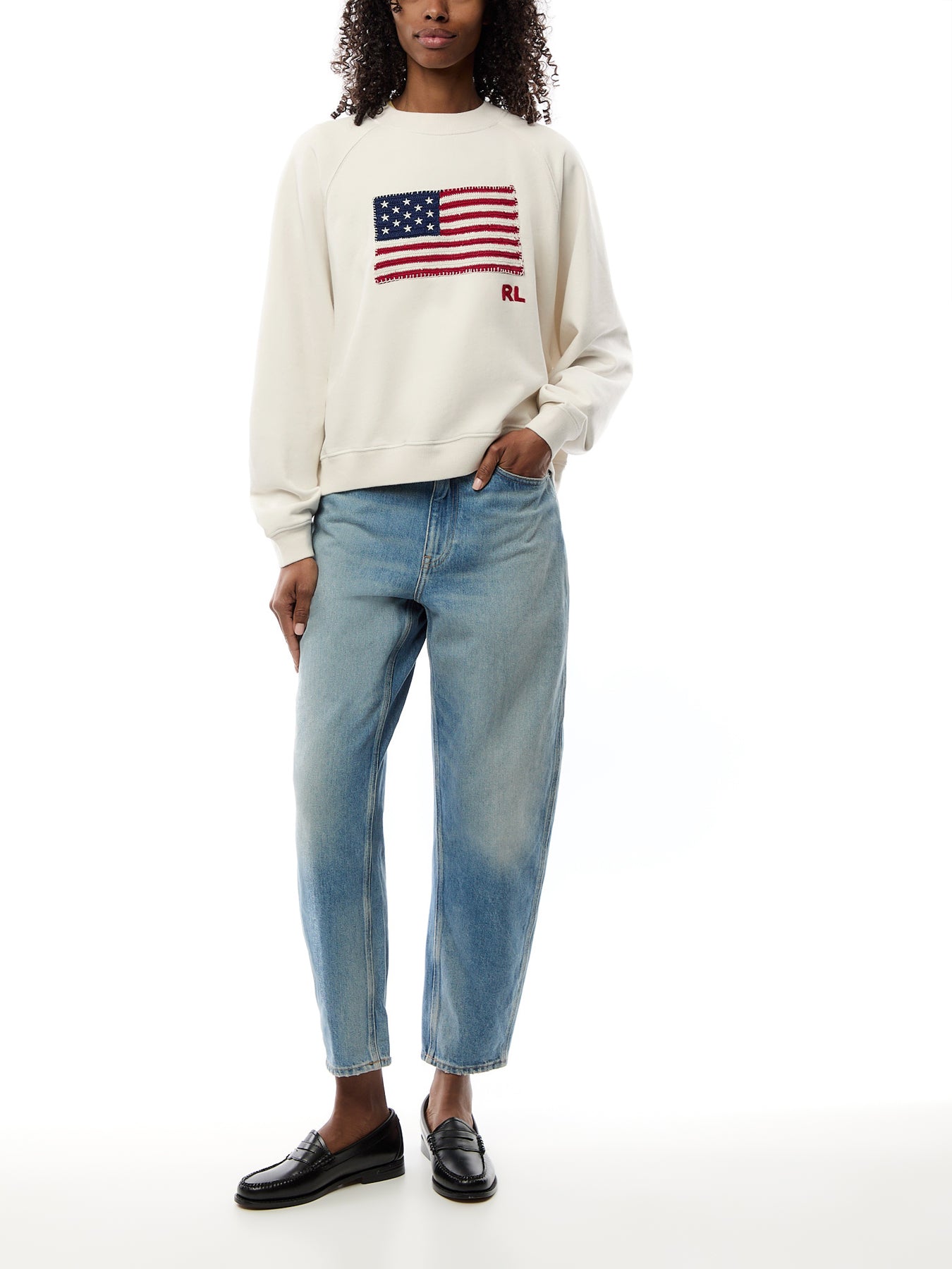 Knit Sweatshirt With Embroidered Flag