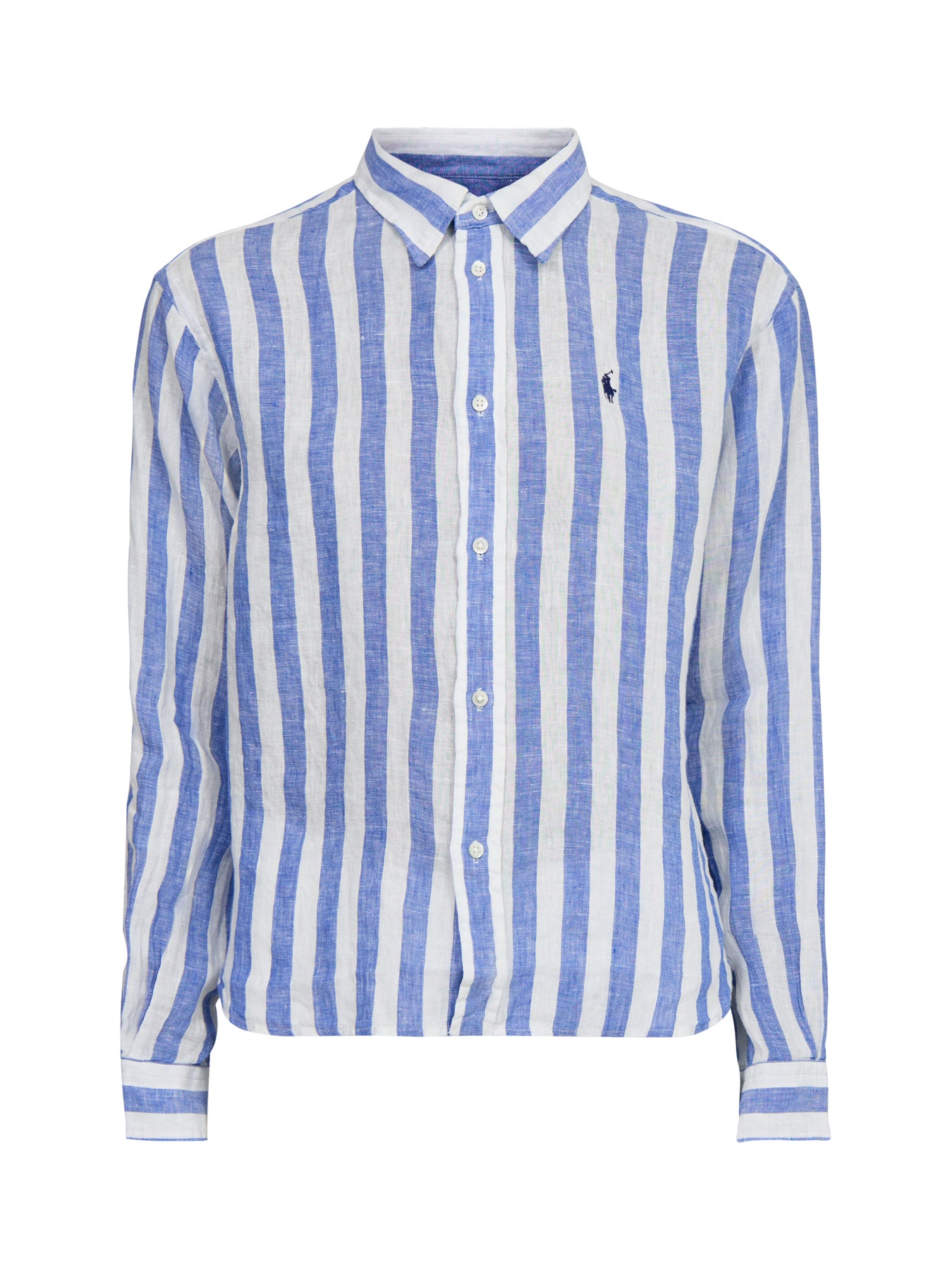 Wide Stripe Long Sleeve Button Front Cropped Shirt