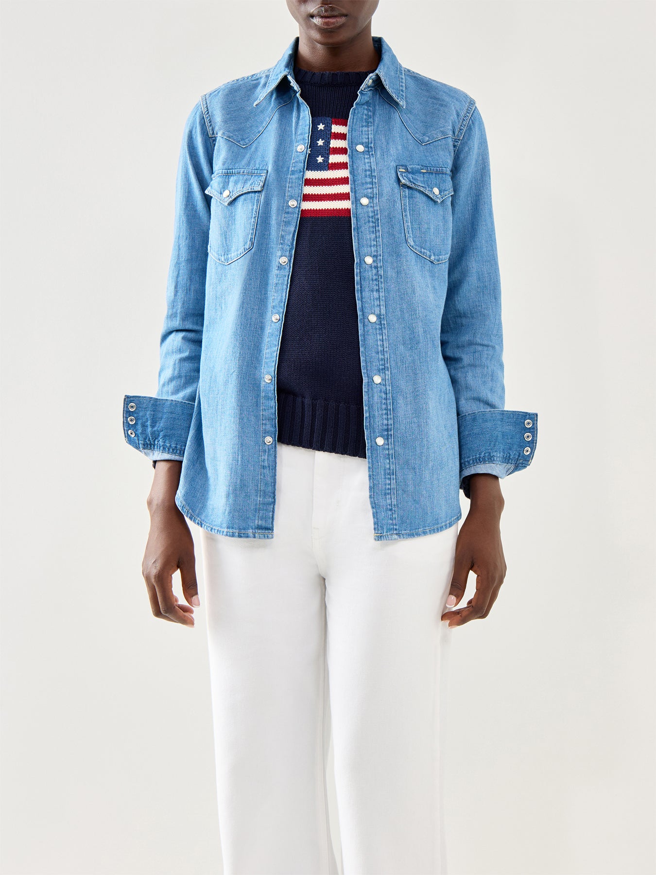 Standard Denim Long Sleeve Button Front Shirt Canaria Wash