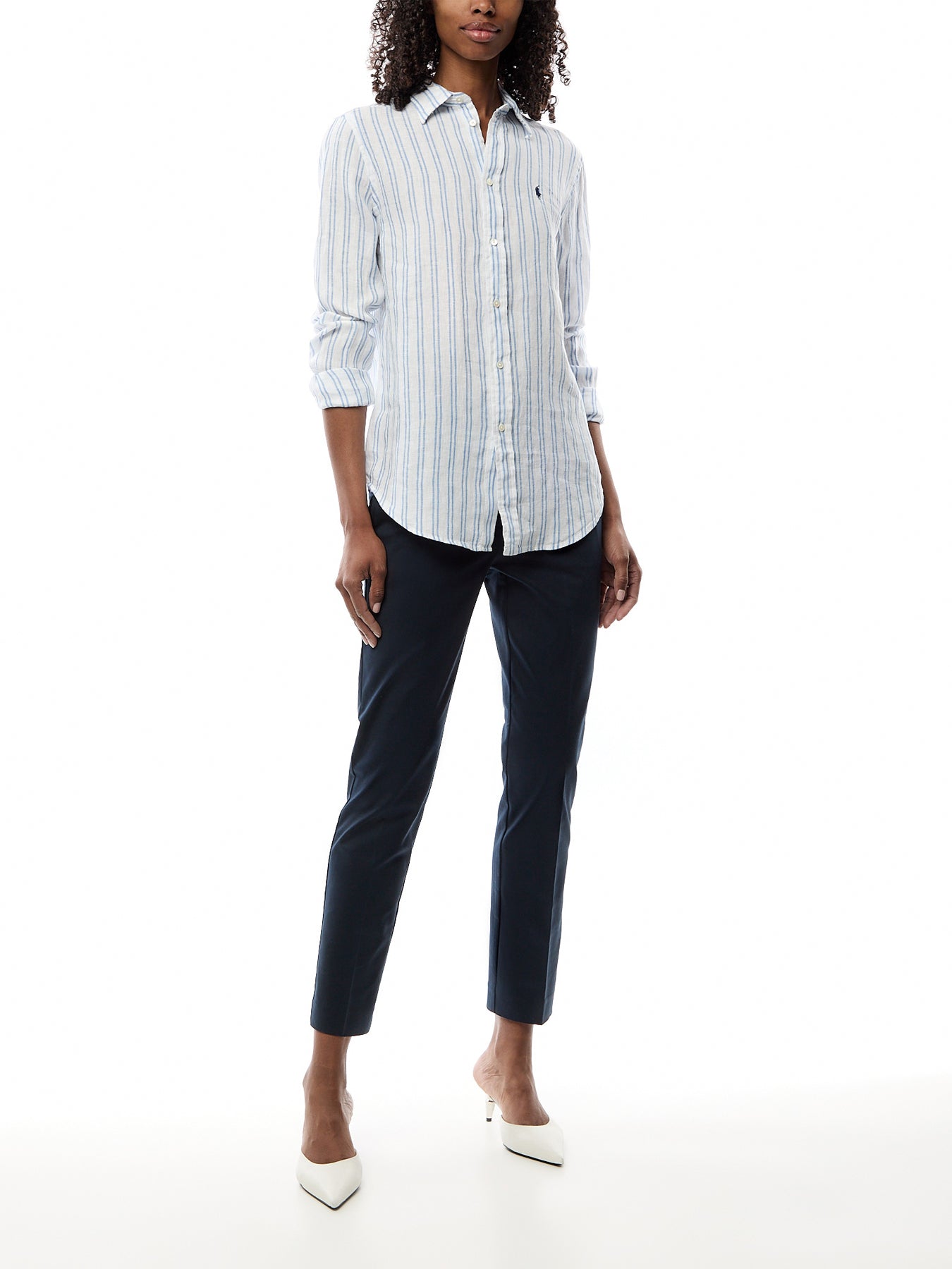 Classic Stripe Long Sleeve Button Front Shirt