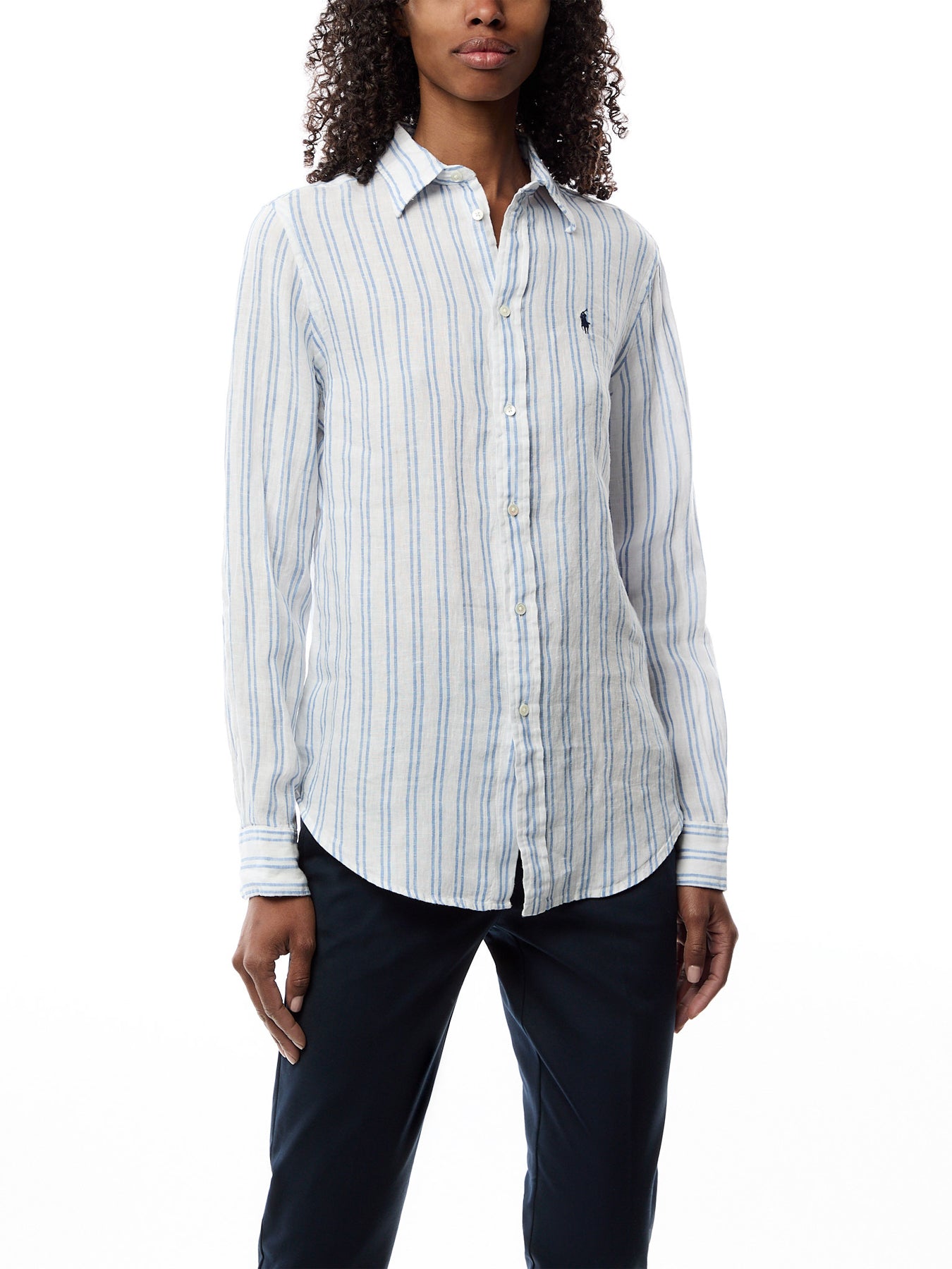 Classic Stripe Long Sleeve Button Front Shirt