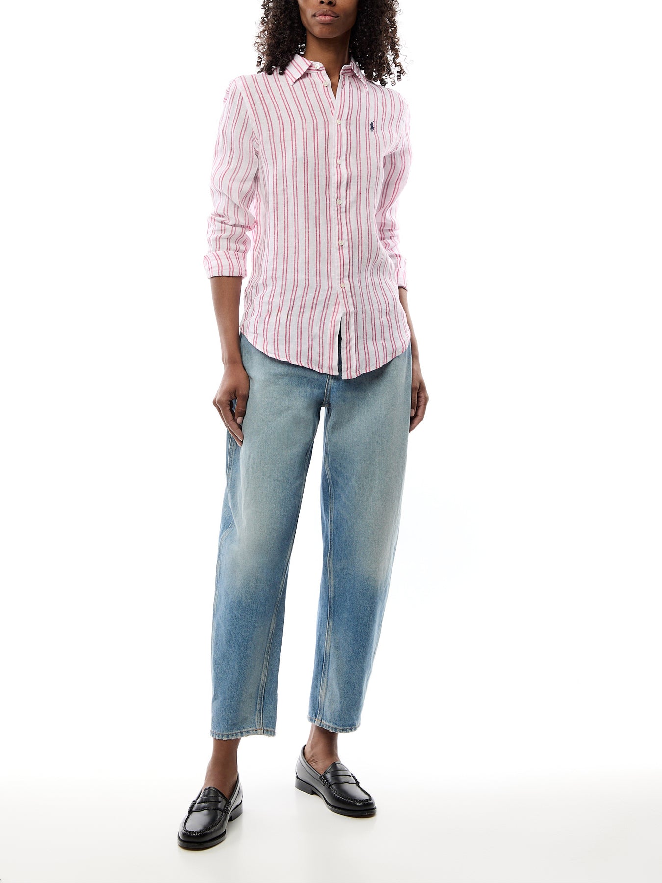 Classic Stripe Long Sleeve Button Front Shirt