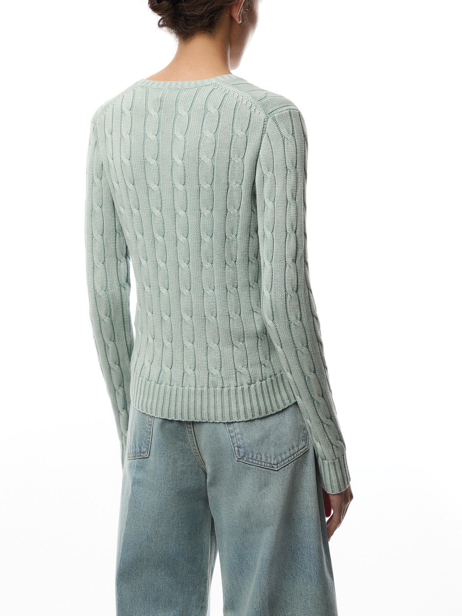 Cable-Knit Cotton V-Neck Jumper