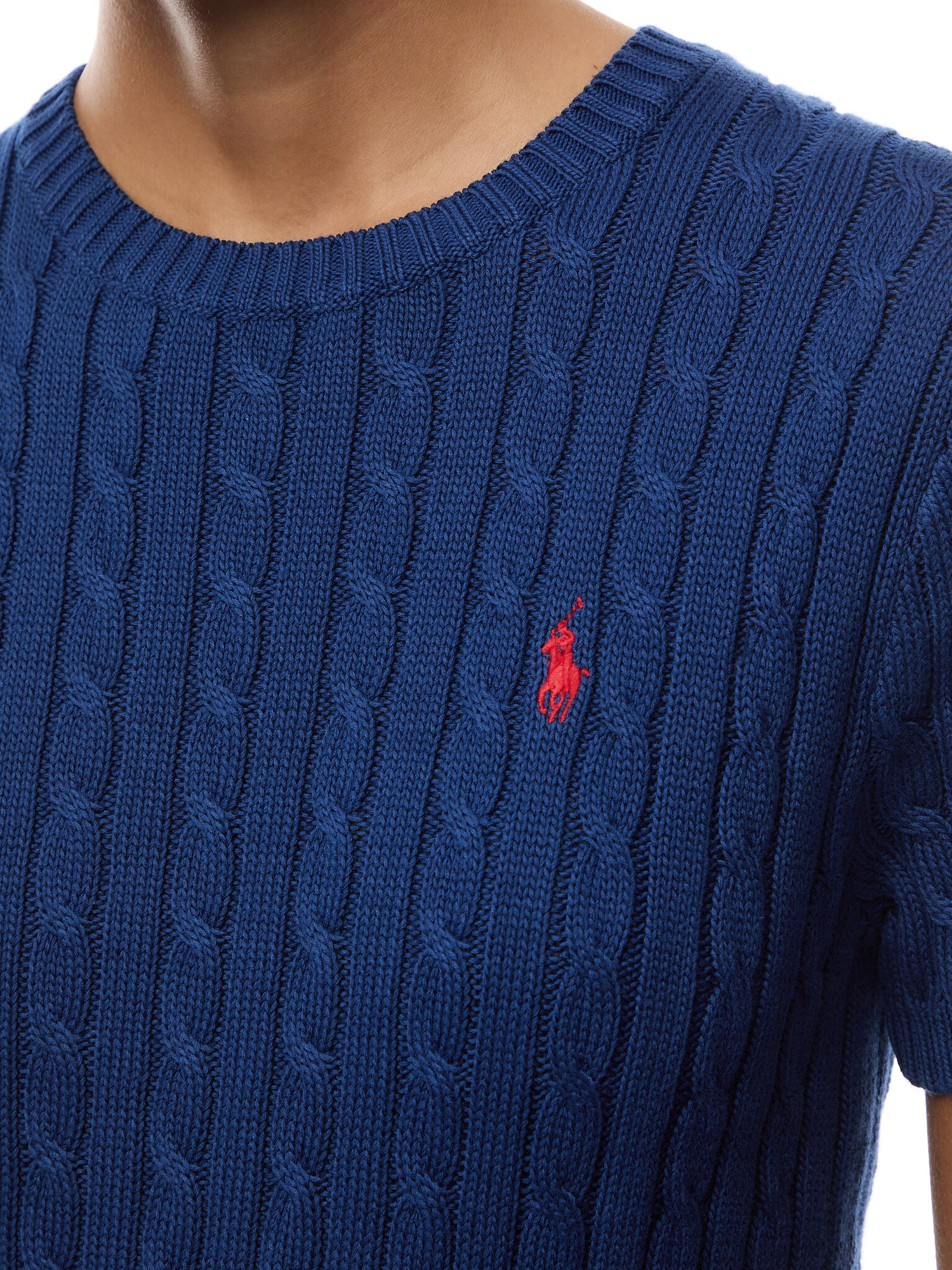 Cable-Knit Cotton Short-Sleeve Jumper
