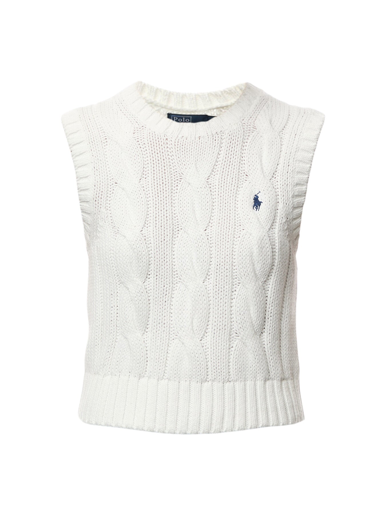 Cable-Knit Cotton Cropped Vest