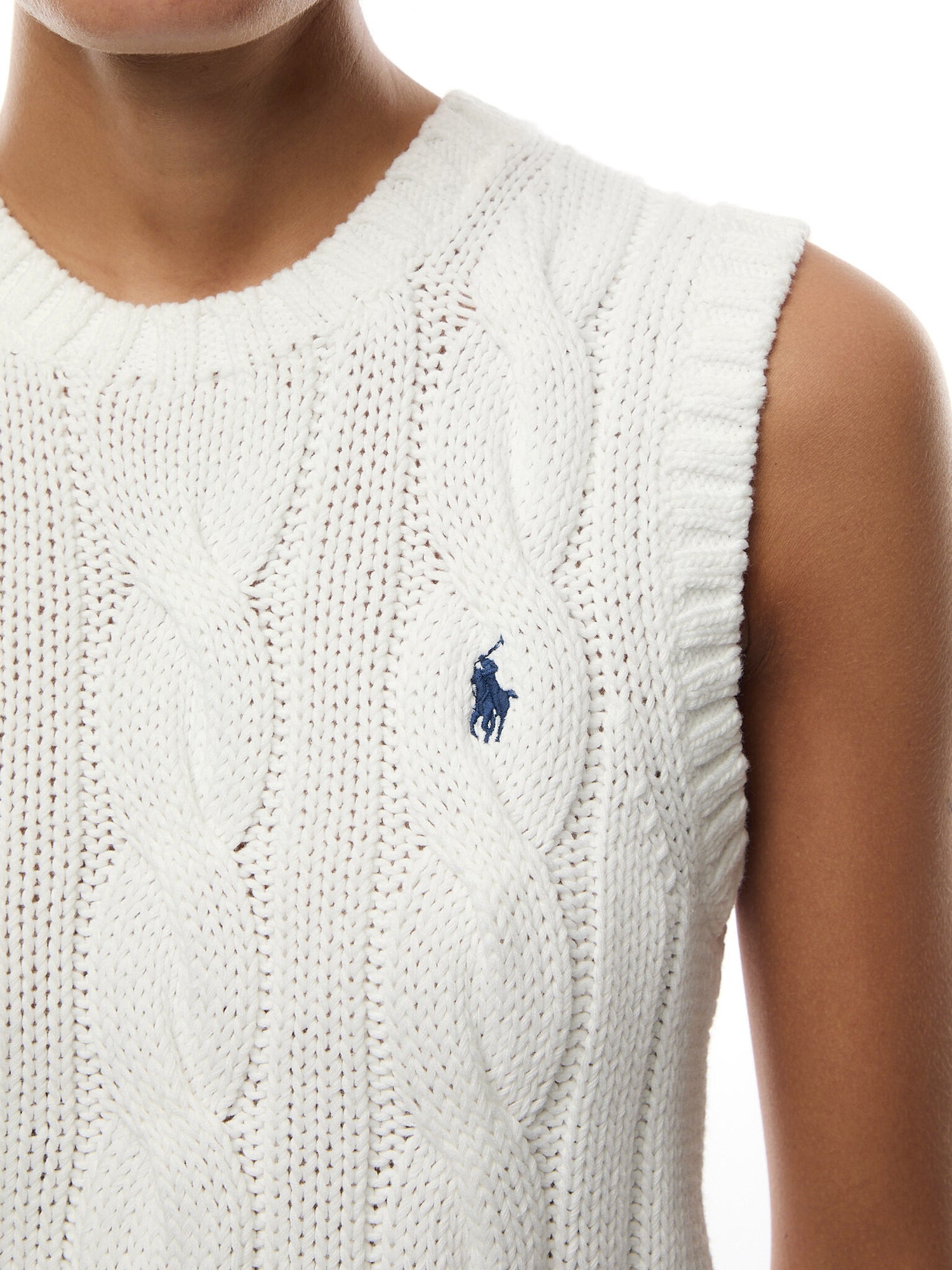 Cable-Knit Cotton Cropped Vest