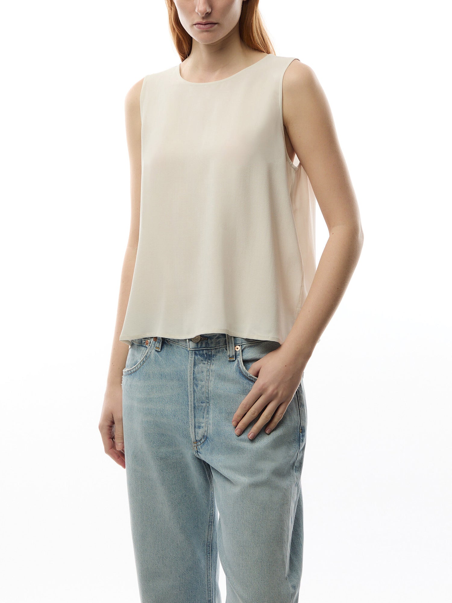 Round Neck Short Shell Silk Georgette Crepe