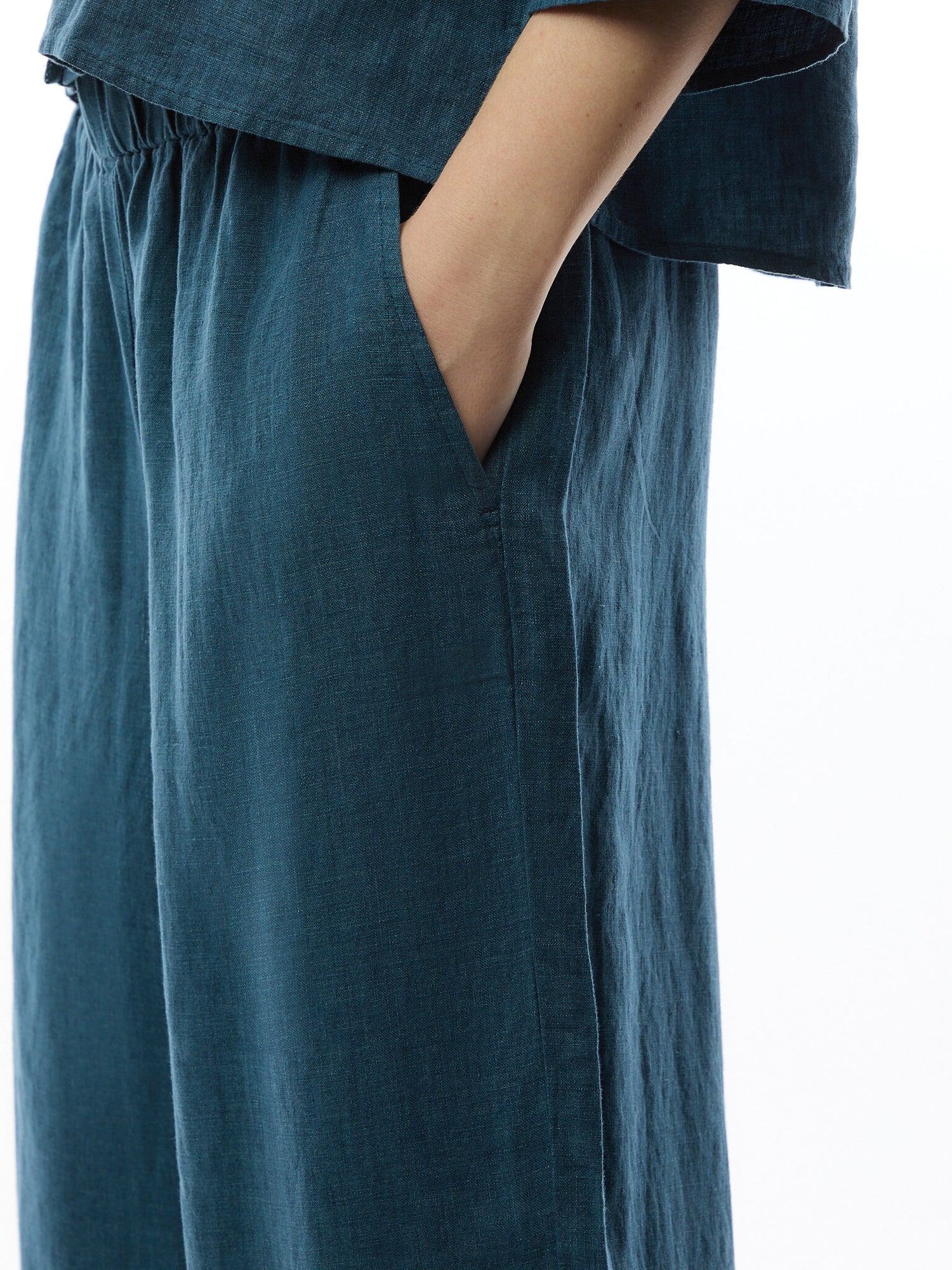 Wide Leg Cropped Pant Linen